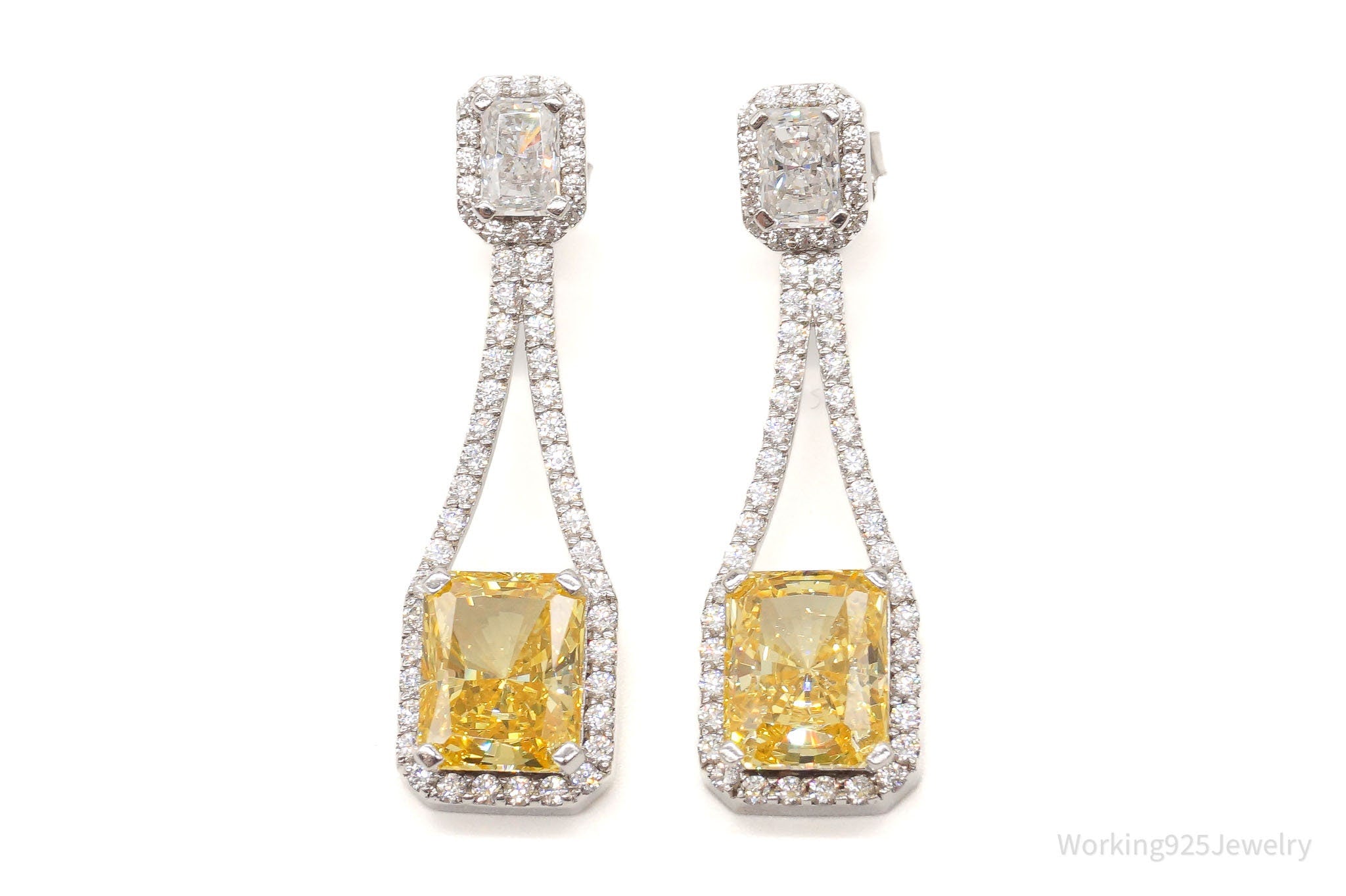 Daniel K Clear & Canary Simulated Diamond Rhodium Finish SterlingSilver Earrings