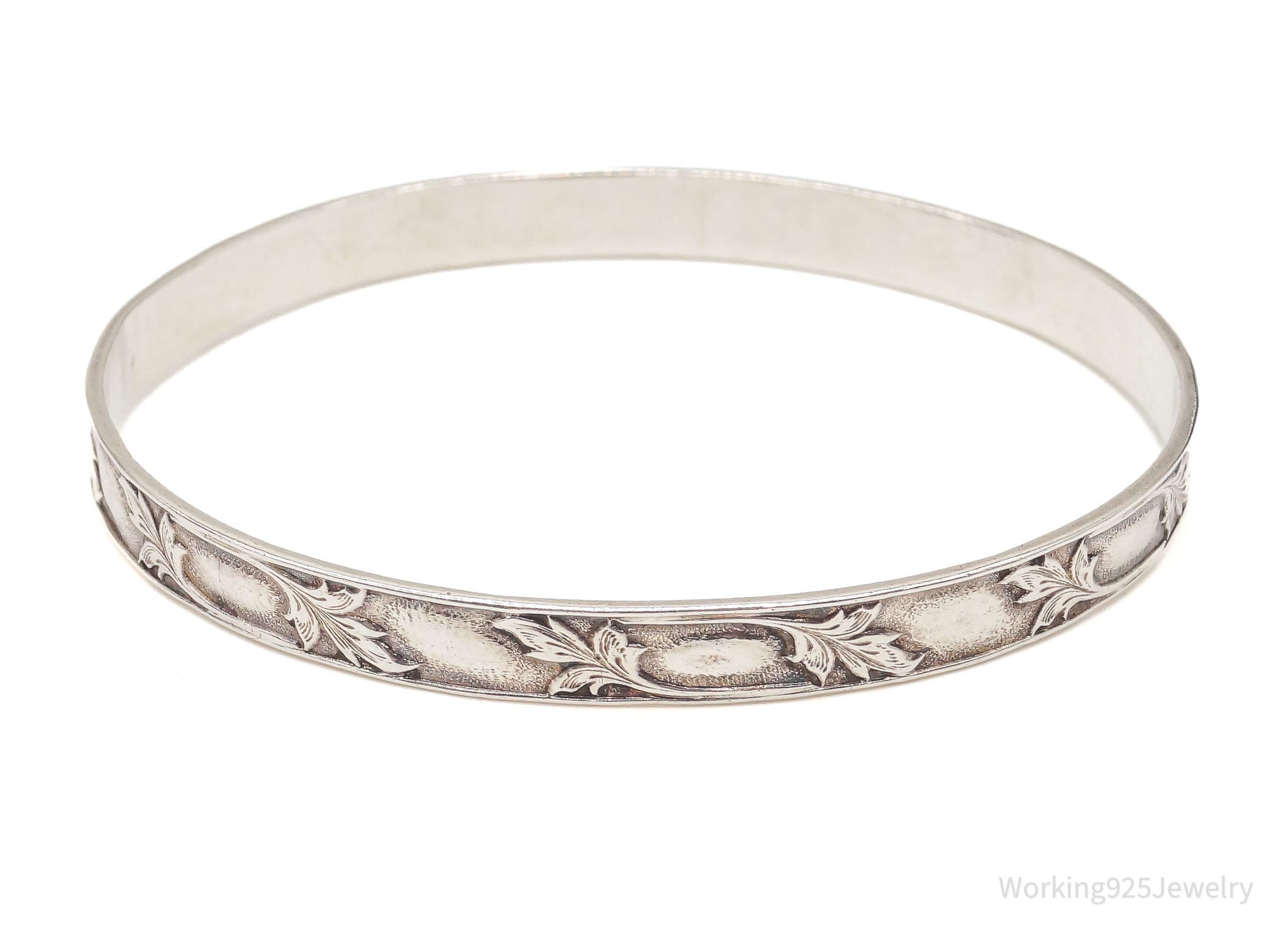 Antique Art Nouveau Sterling Silver Bangle Bracelet