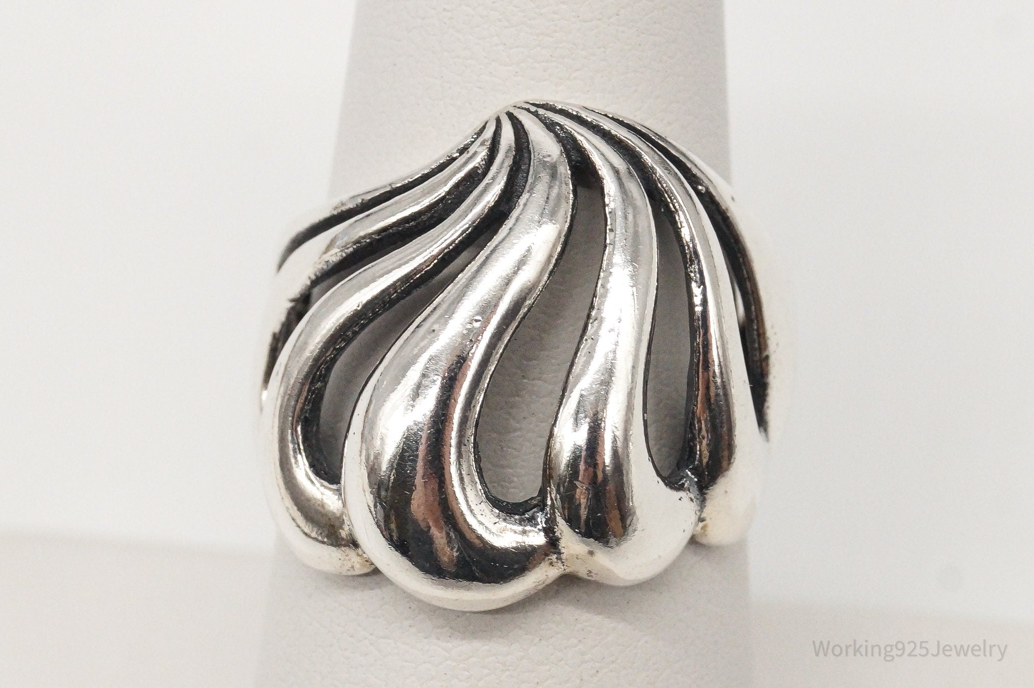 Vintage Designer KABANA Ripples Sterling Silver Ring - Size 7