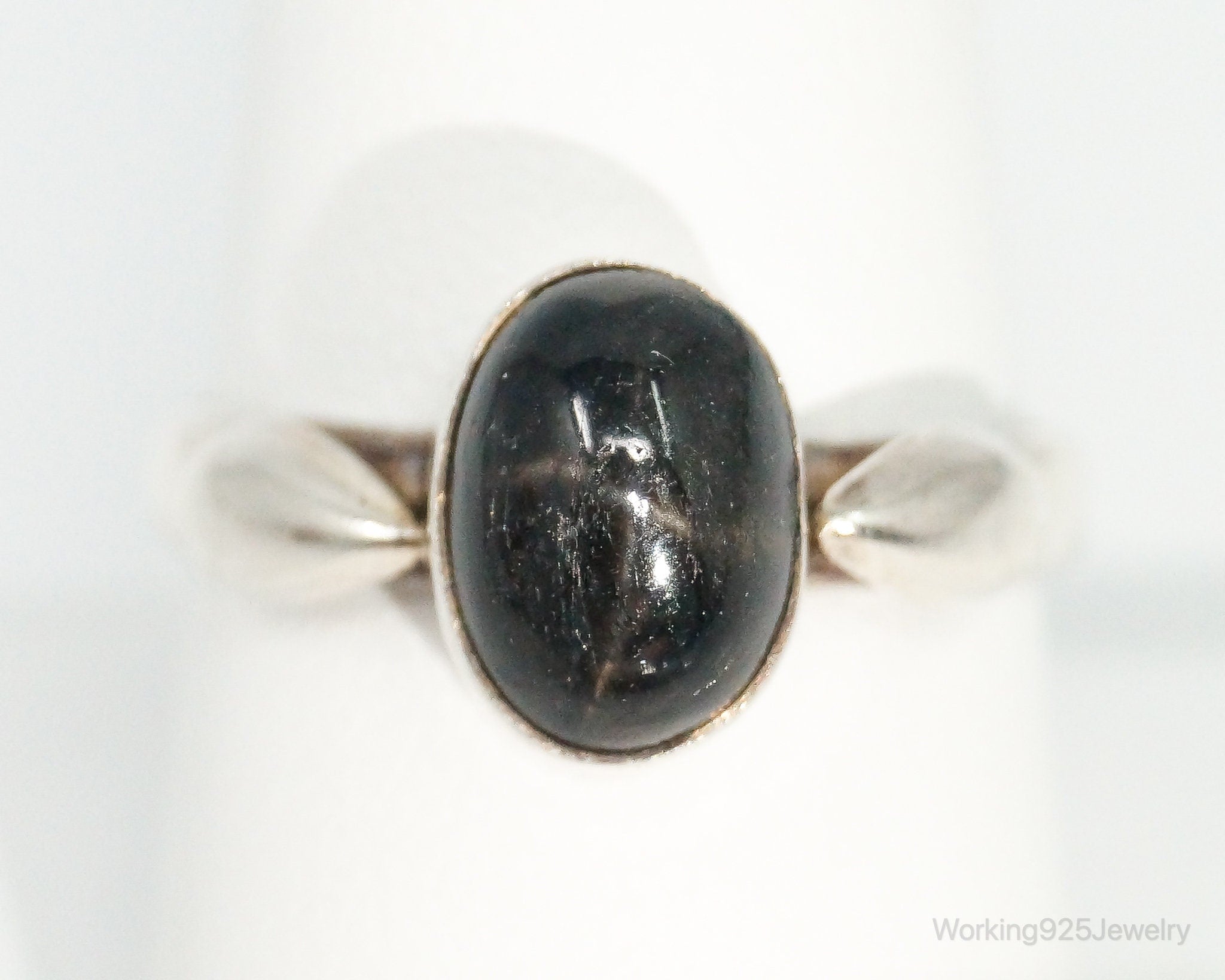 Vintage Black Star Diopside Sterling Silver Ring - Size 9.75