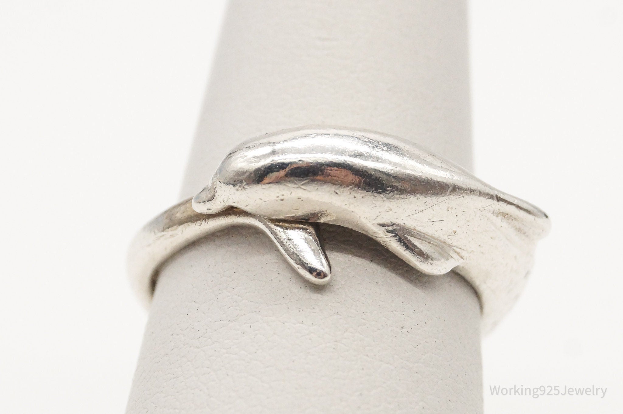 Vintage Dolphin Sterling Silver Wrap Ring - Size 6