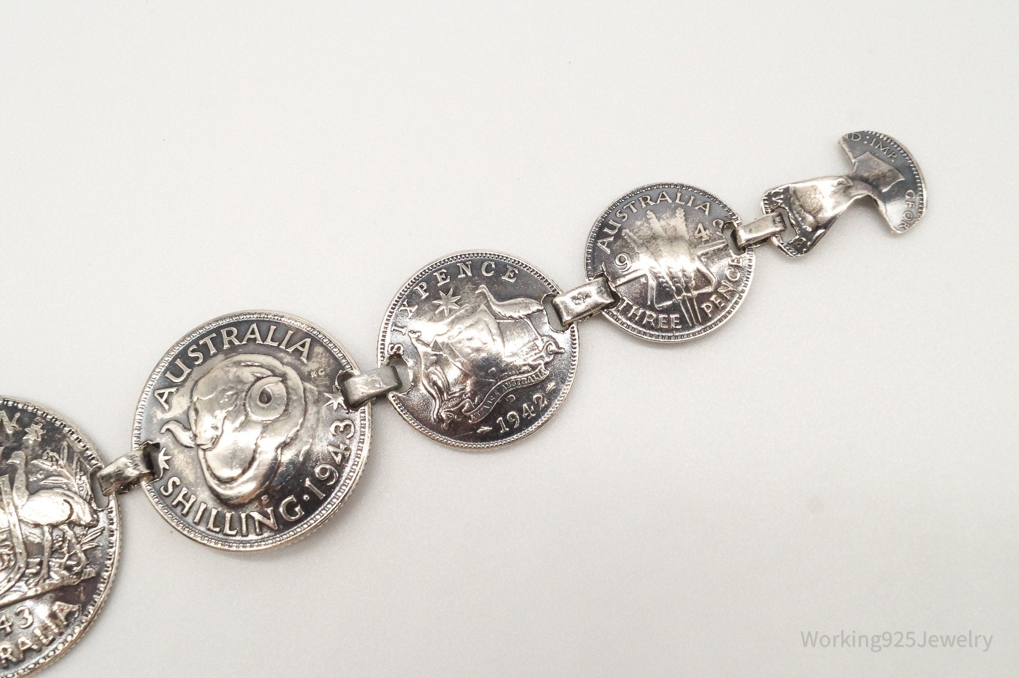 Vintage Australian 1940s Coins Silver Bracelet