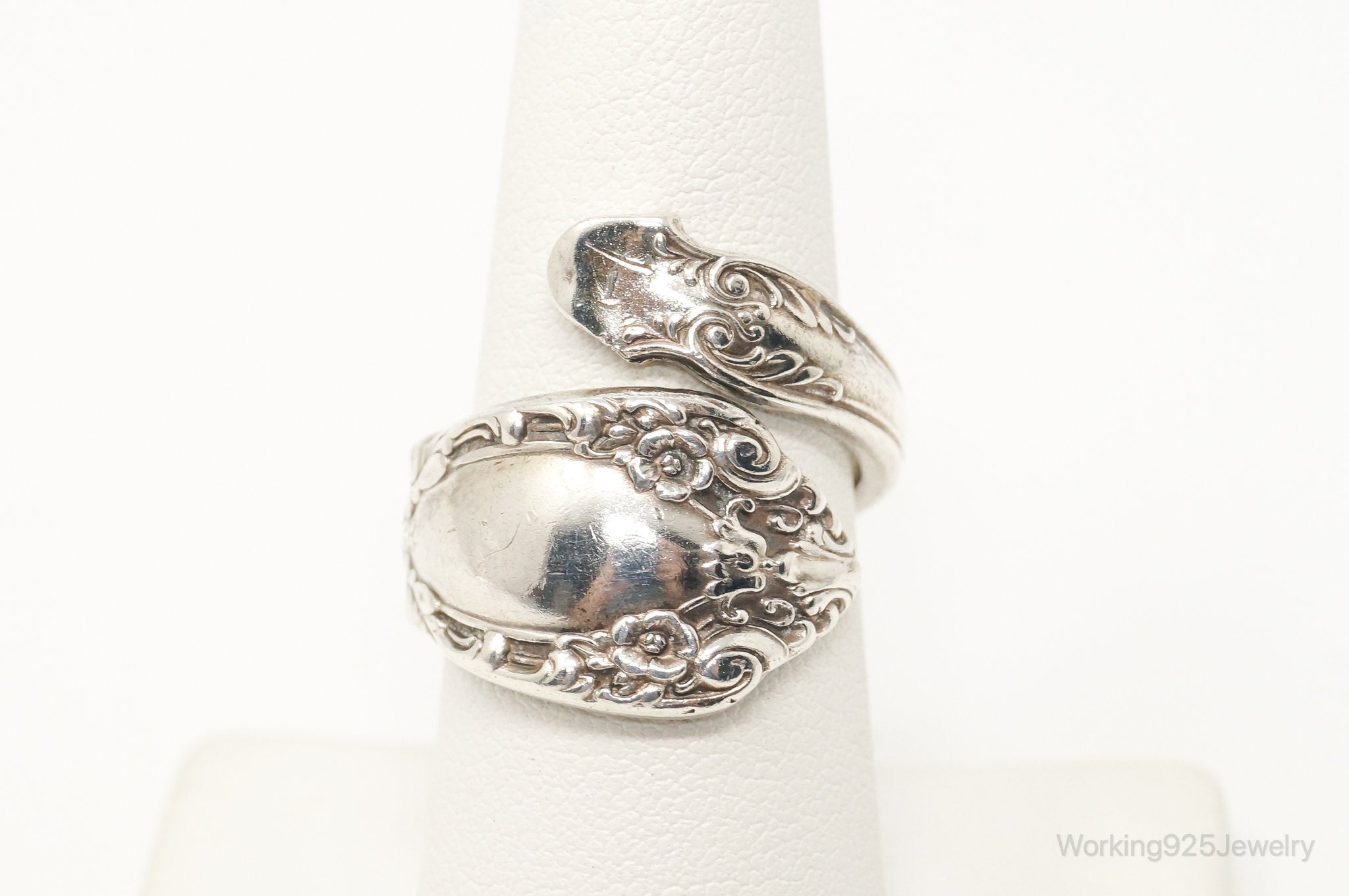 ATQ Alvin Prince Eugene Repousse Spoon Wrap Sterling Silver Ring - Size 7