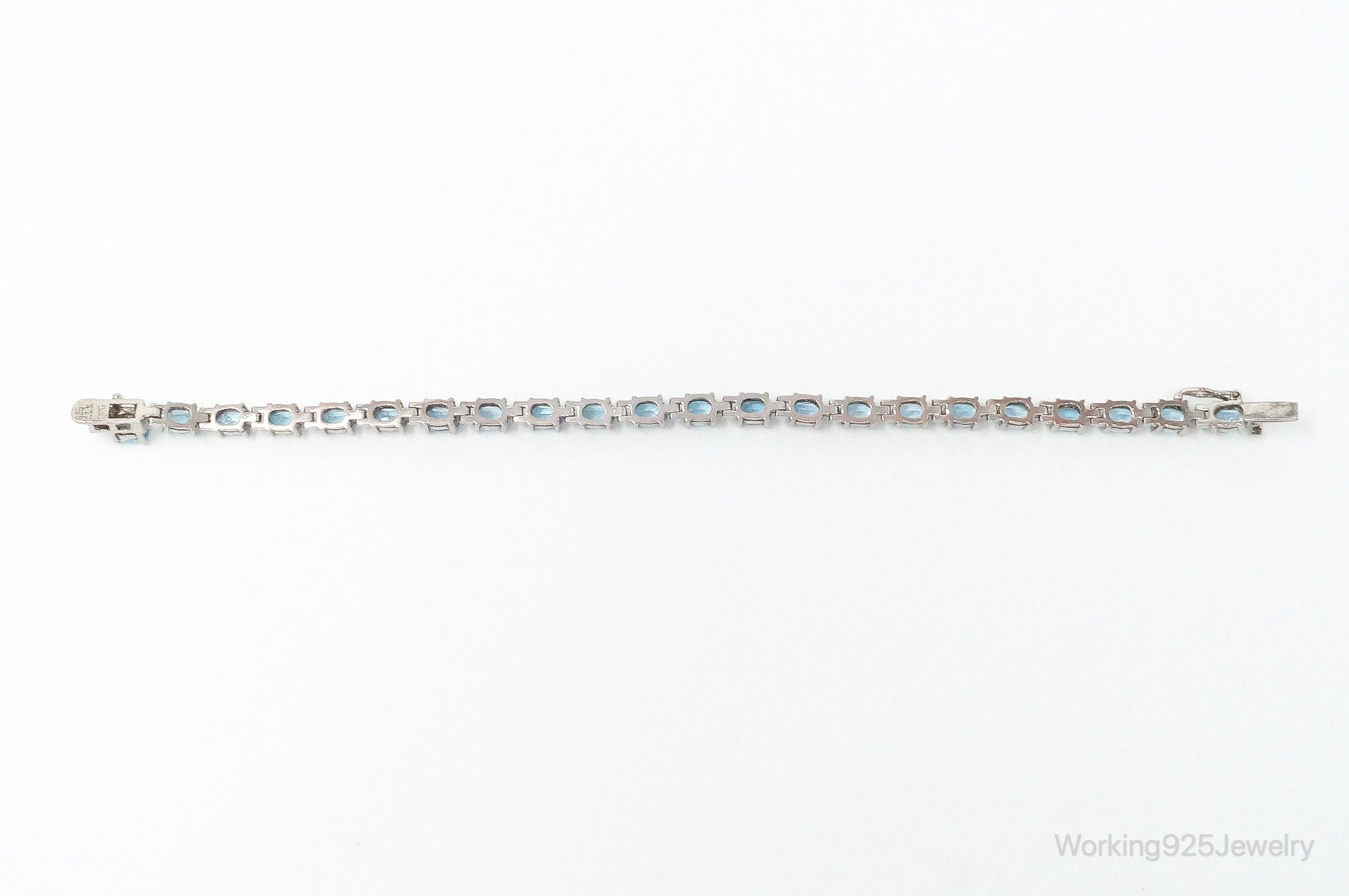 Vintage Designer ALX Blue Topaz Sterling Silver Tennis Bracelet