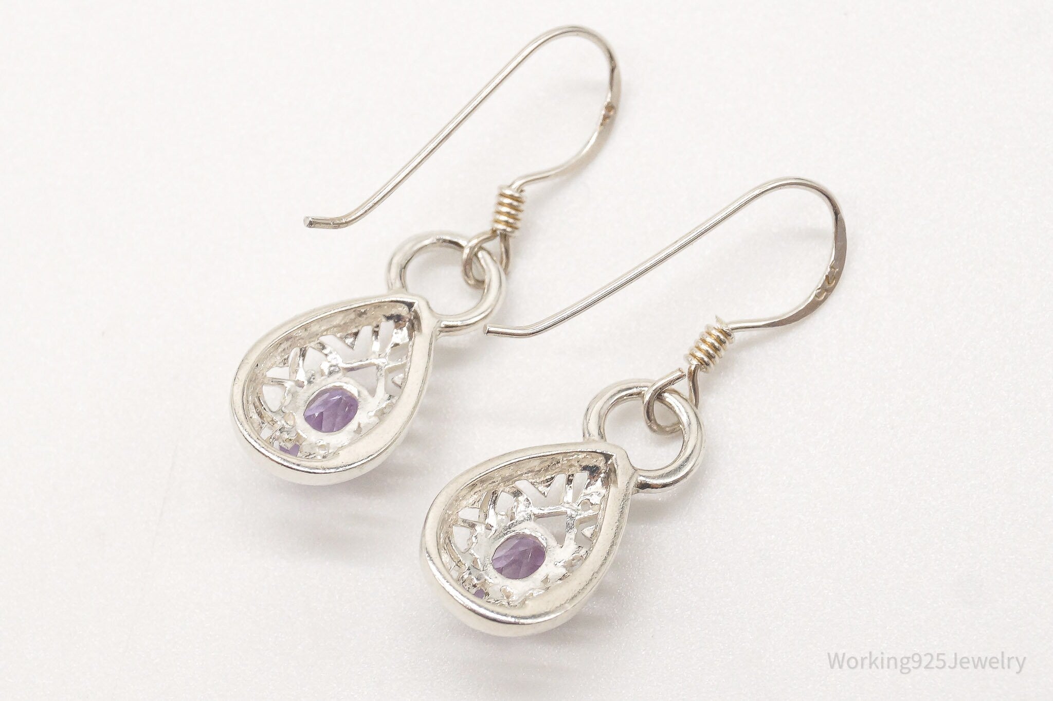 Vintage Designer CNA Amethyst Sterling Silver Earrings