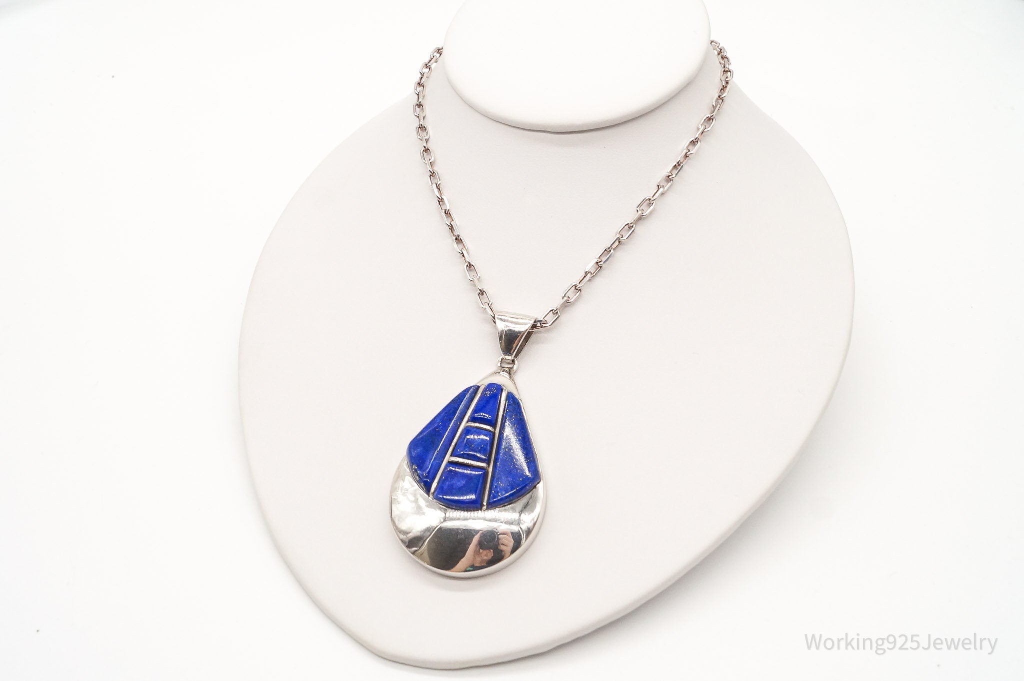 Vintage Artisan SJI Lazuli Lazuli Inlay Sterling Silver Necklace