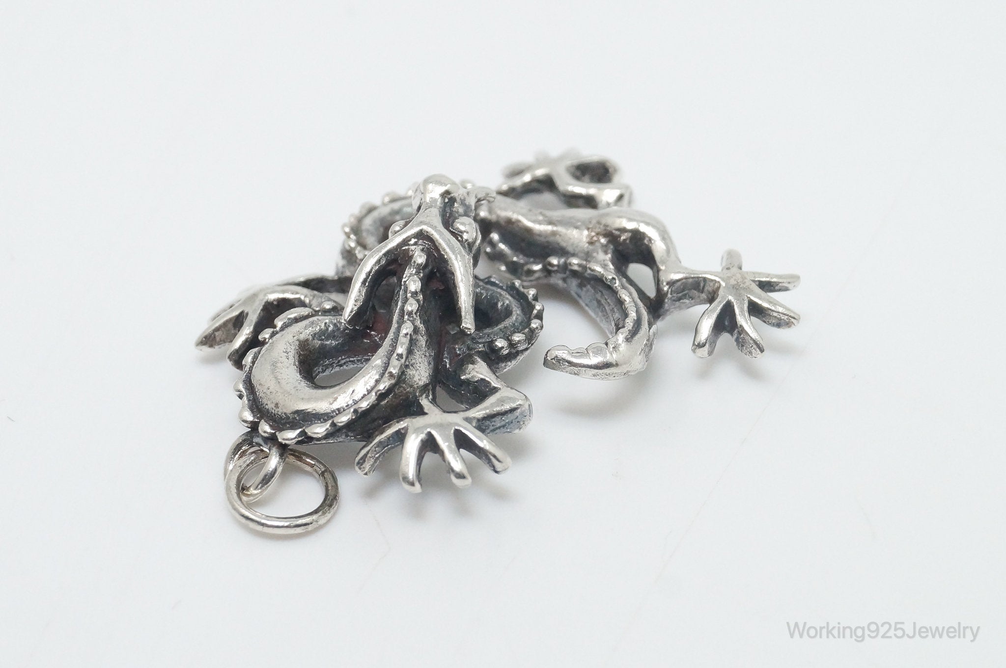 Vintage Dragon Sterling Silver Necklace Pendant