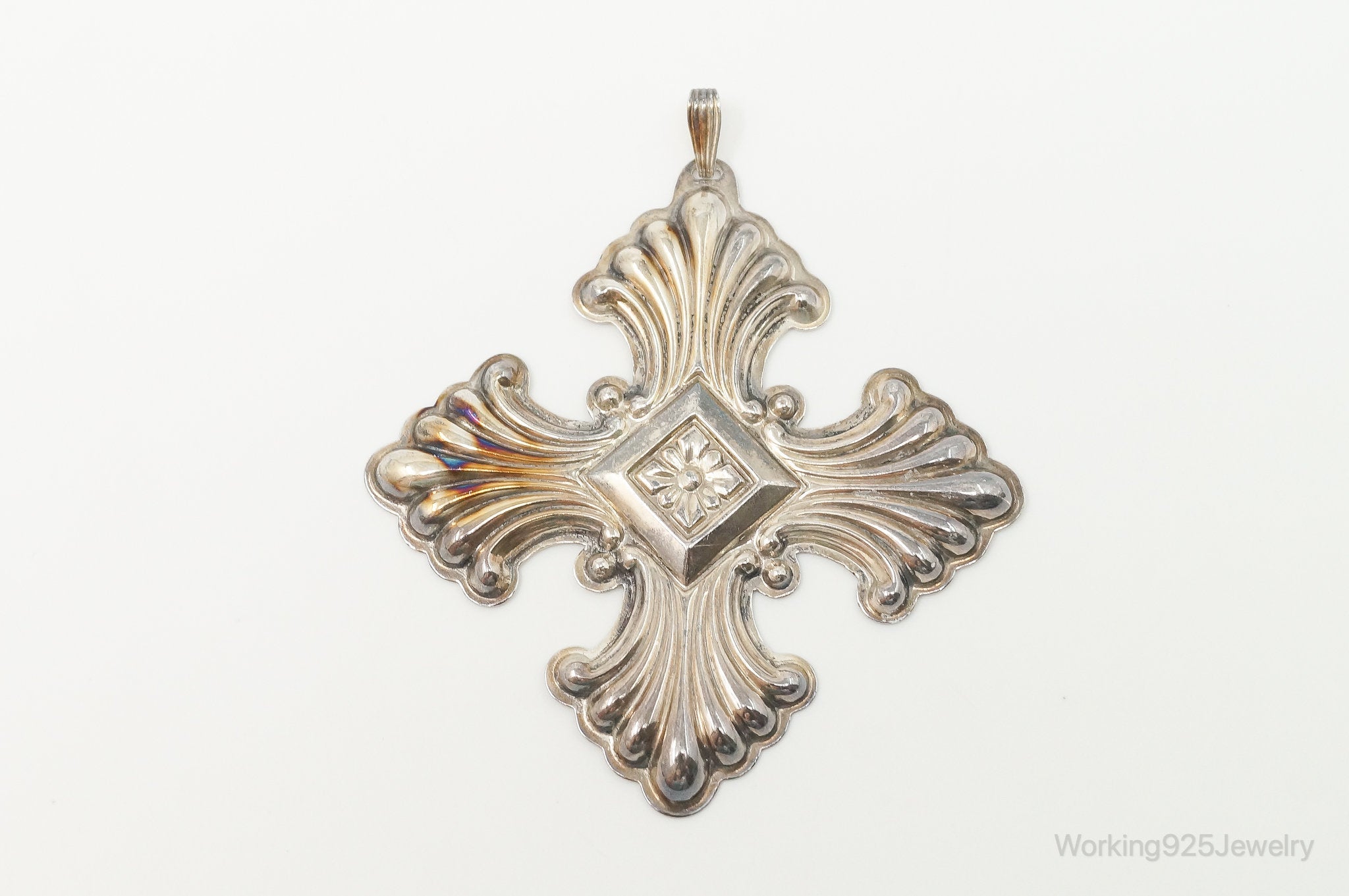 Vintage 1973 Reed & Barton Christmas Cross Sterling Silver Tree Ornament