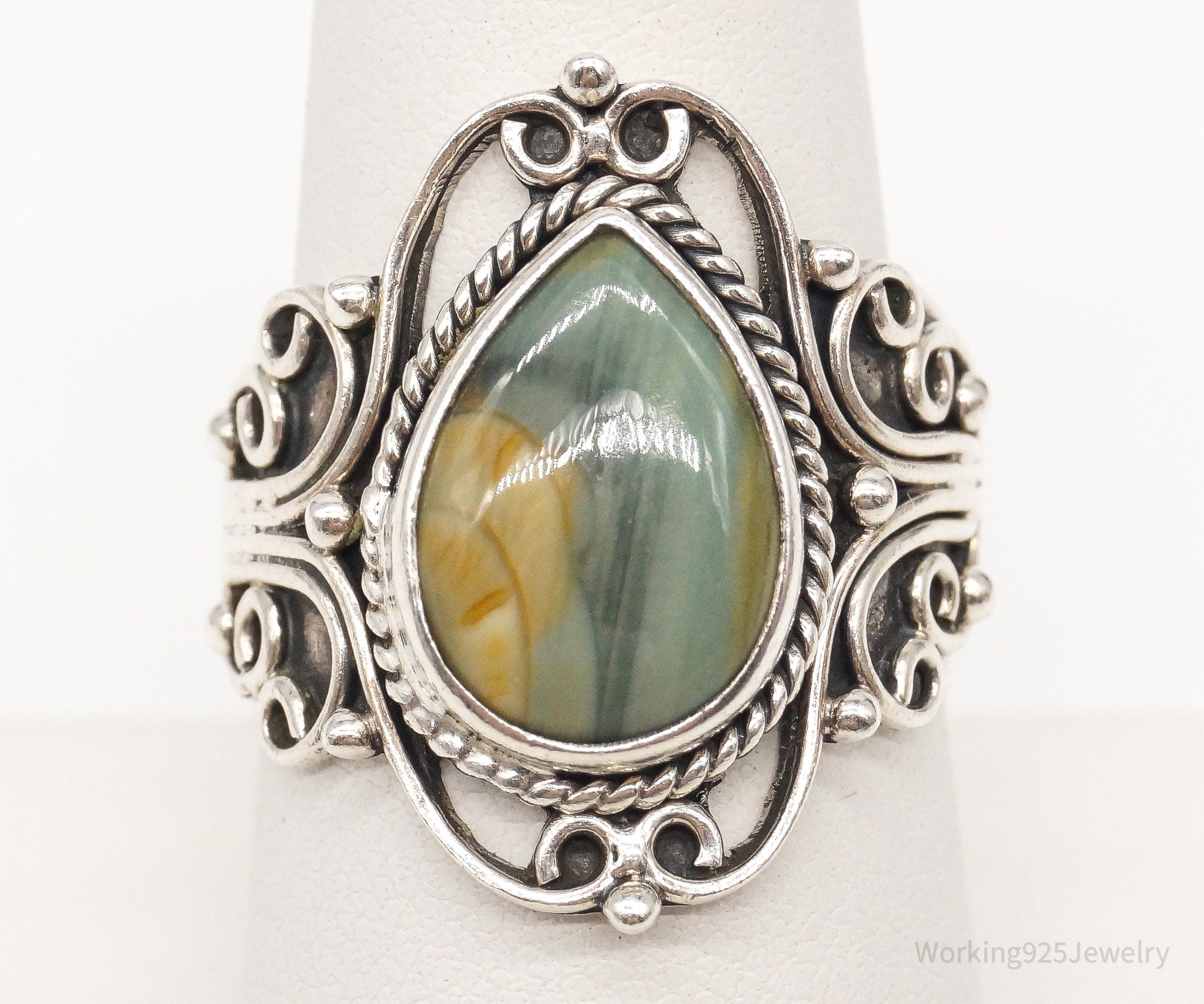 Vintage Jasper Sterling Silver Ring - Size 8.25