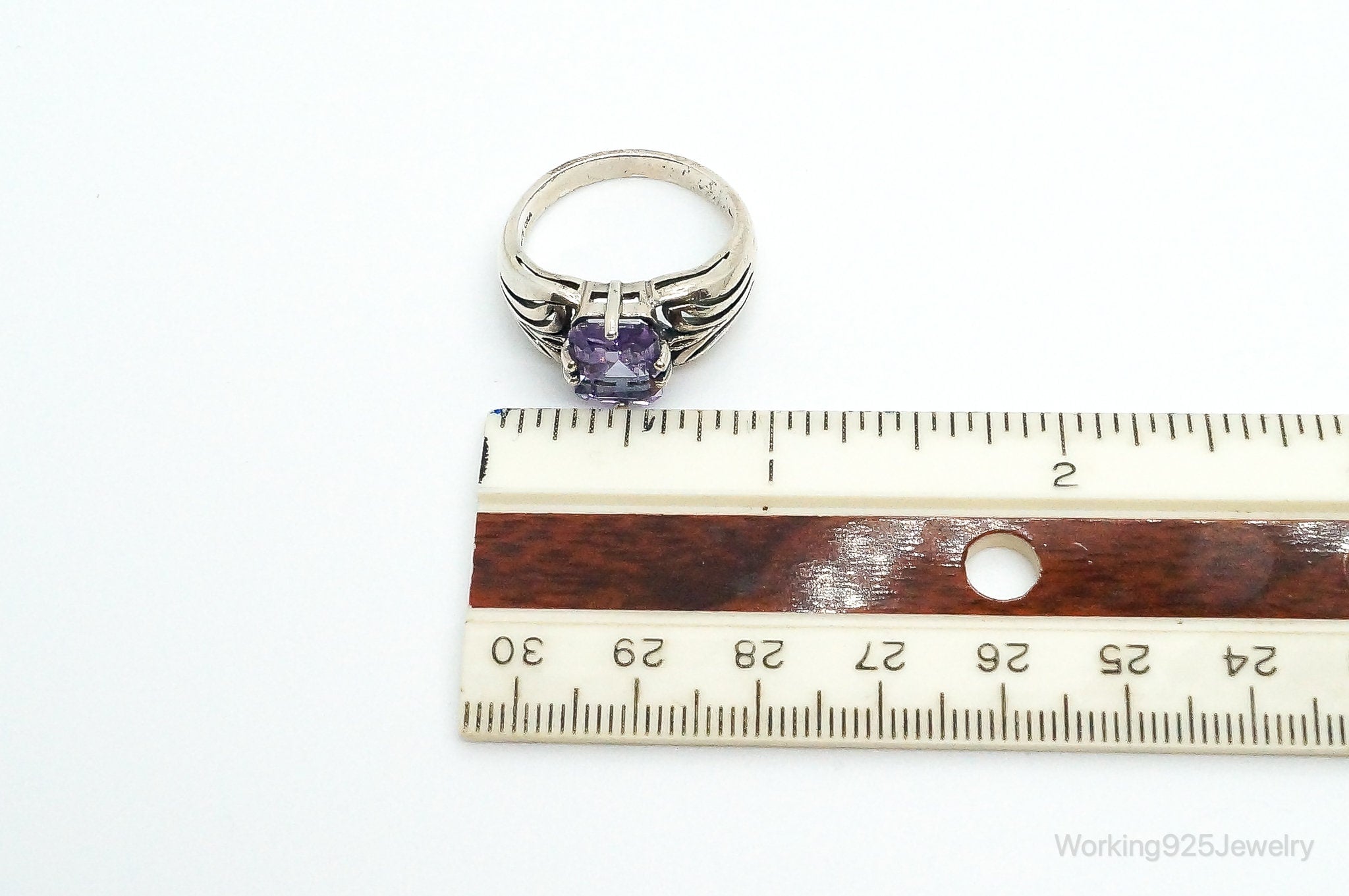 Designer CNA Amethyst Sterling Silver Ring - Size 10