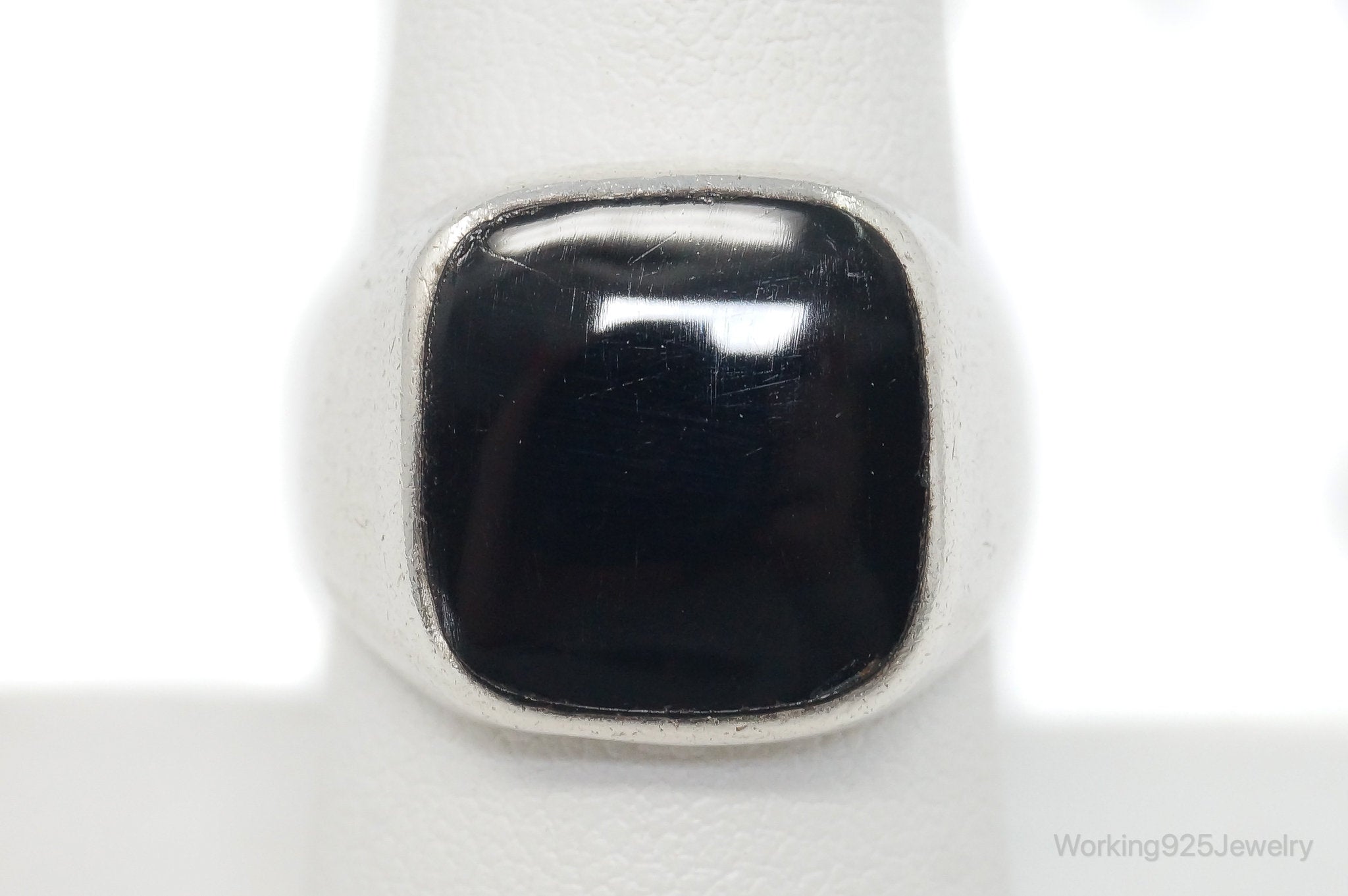 Vintage Designer BOMA Modern Black Onyx Sterling Silver Ring - Size 7.5