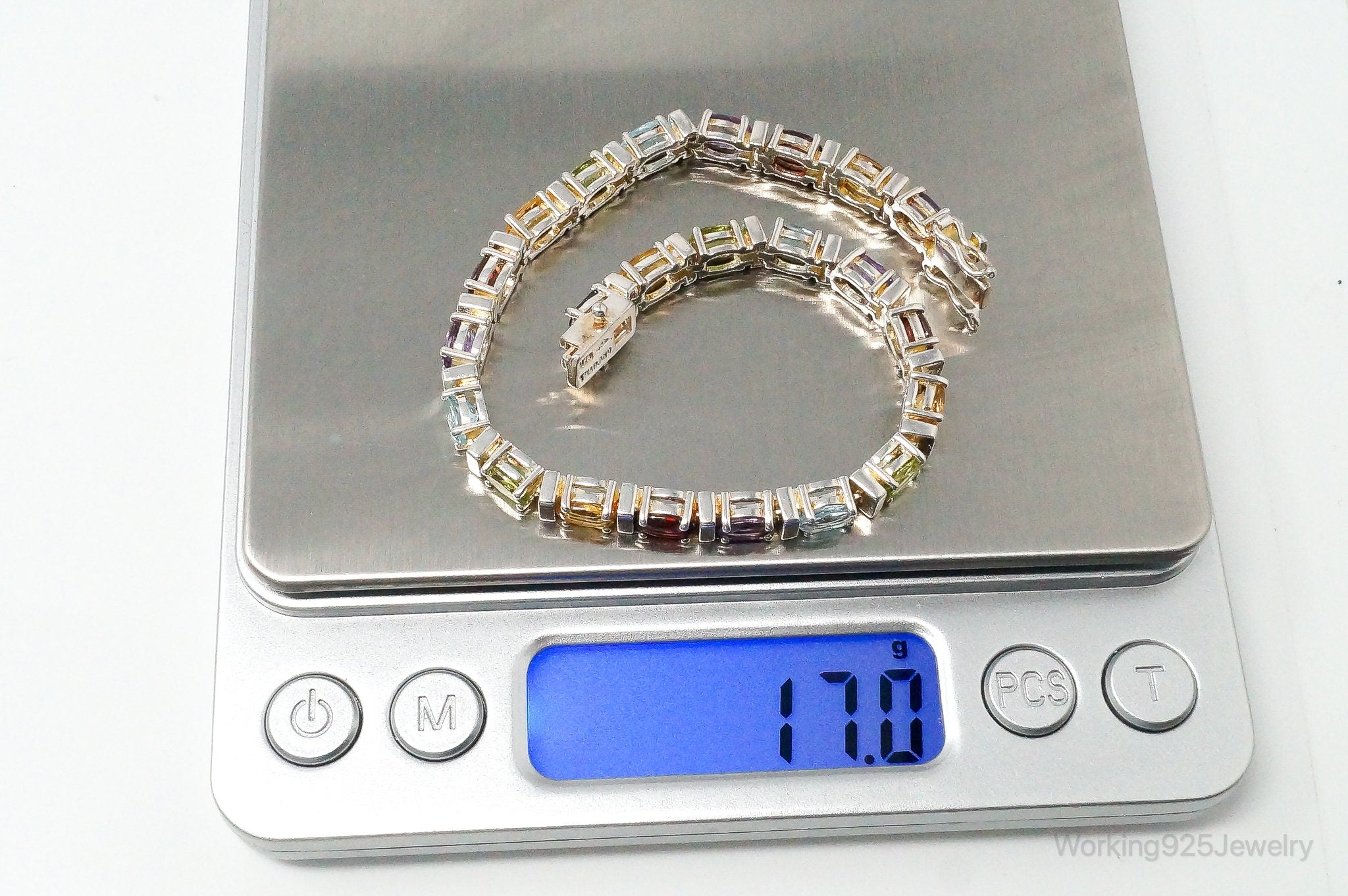 Vintage Designer Multi Gem Sterling Silver Bracelet