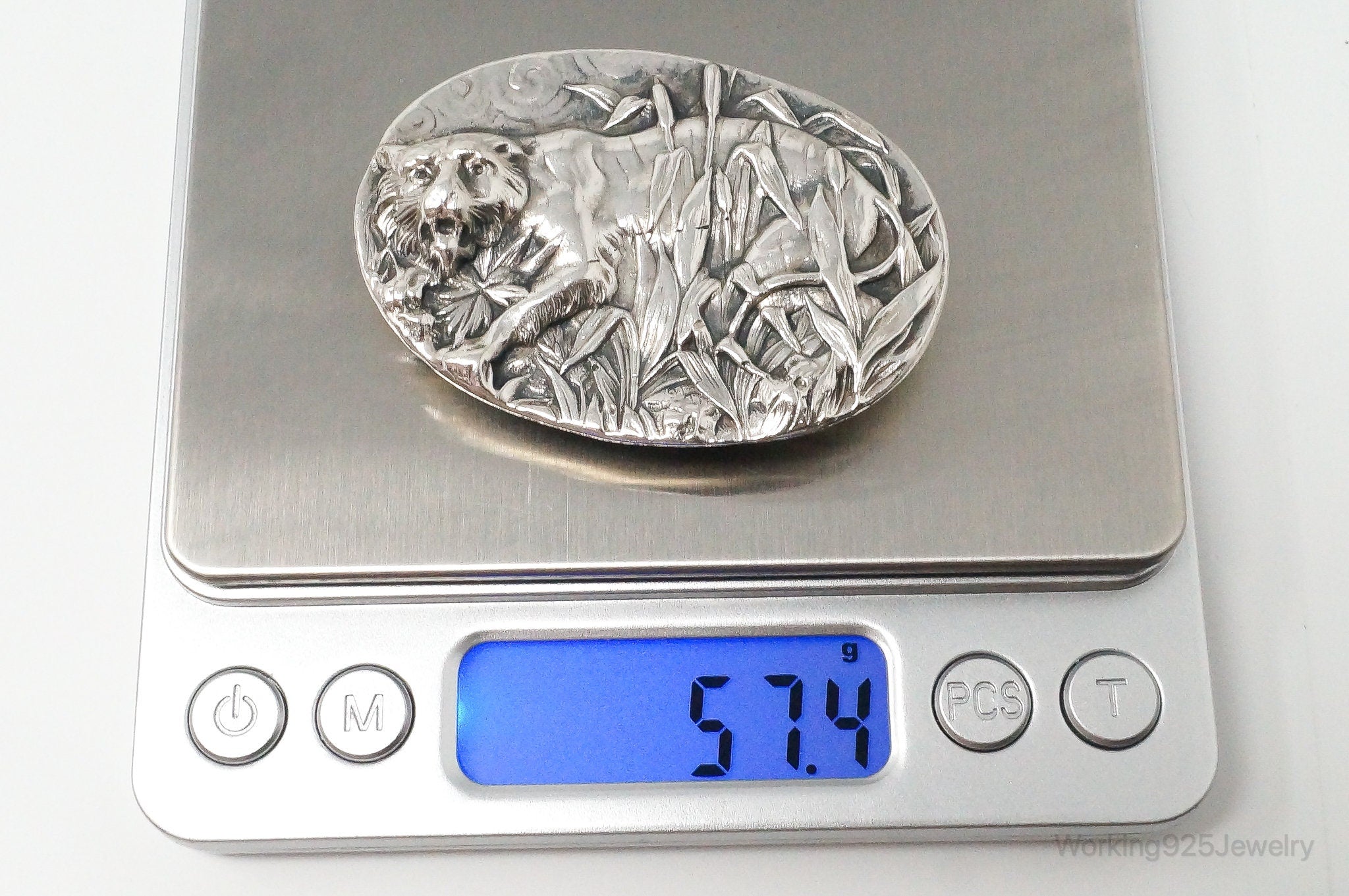 Vintage Jungle Tiger Sterling Silver Money Tie Money Clip