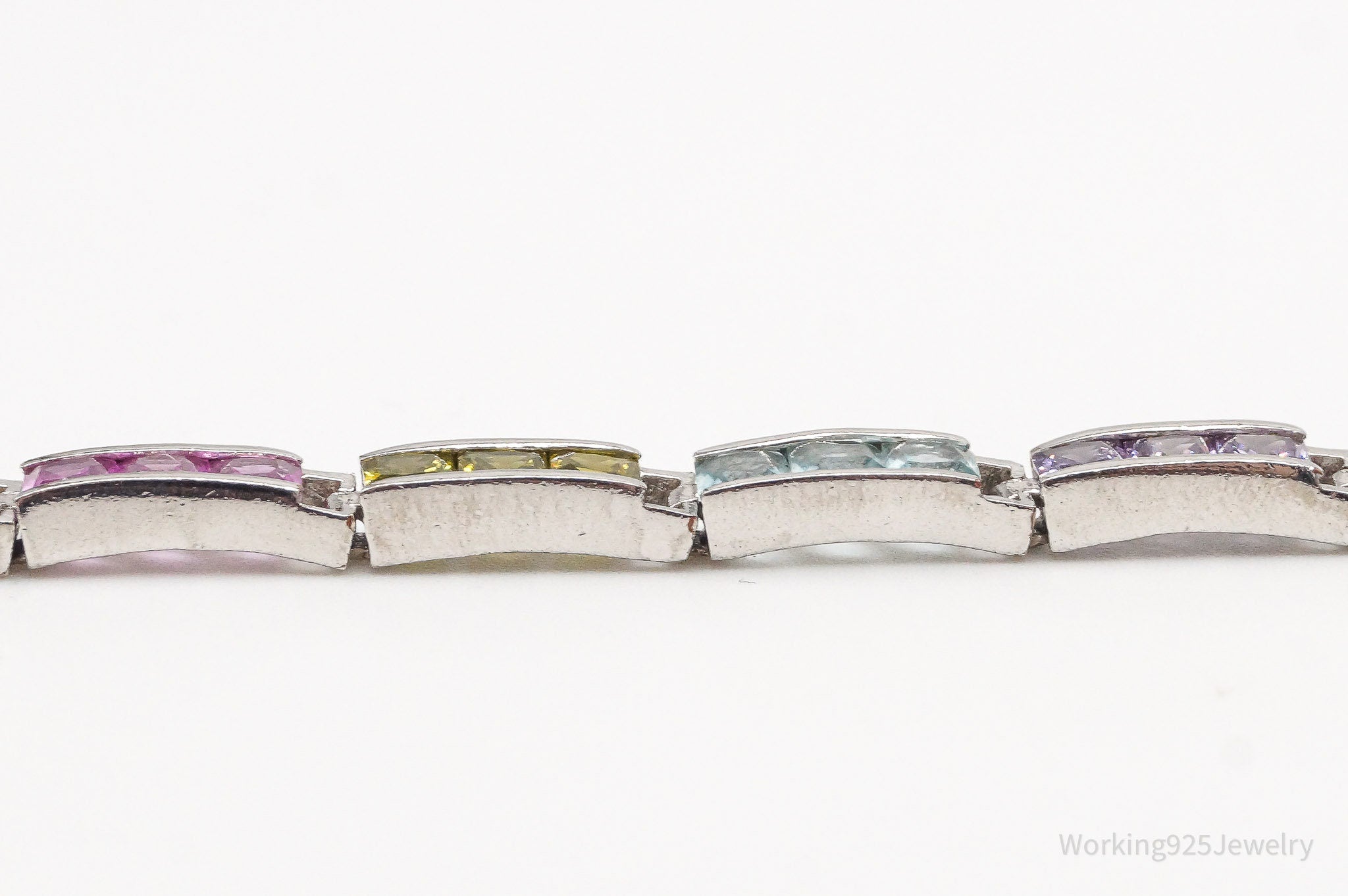 Vintage Designer FAS Multi Gemstone Sterling Silver Plated Bracelet