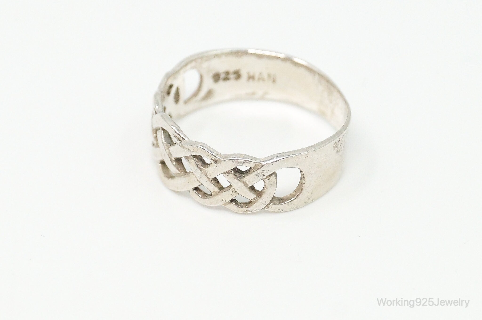 Vintage Celtic Knot Design Sterling Silver Band Ring - Size 6.5