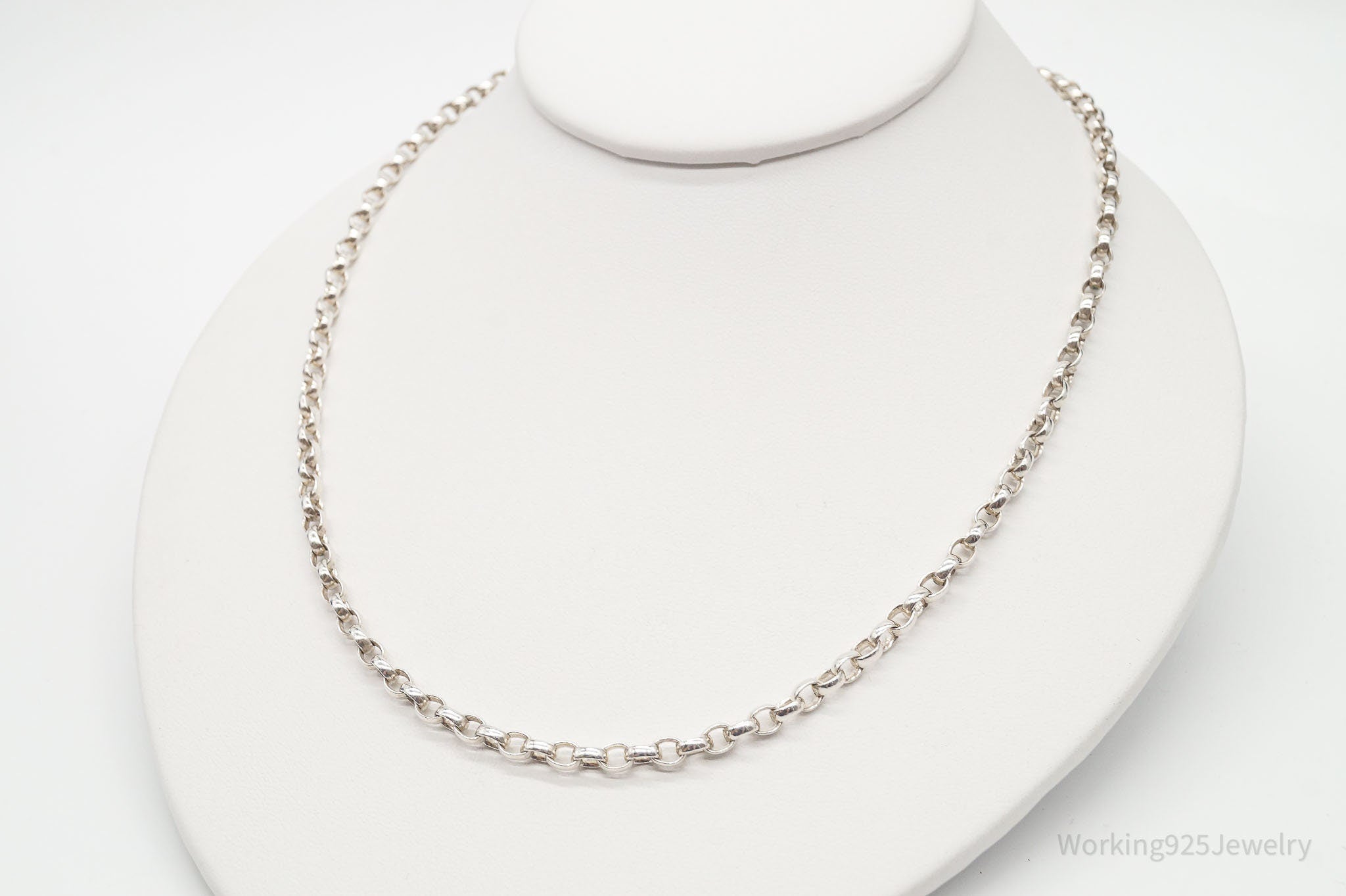 Vintage High End Designer Cynthia Griffis Sterling Silver Rolo Chain Necklace