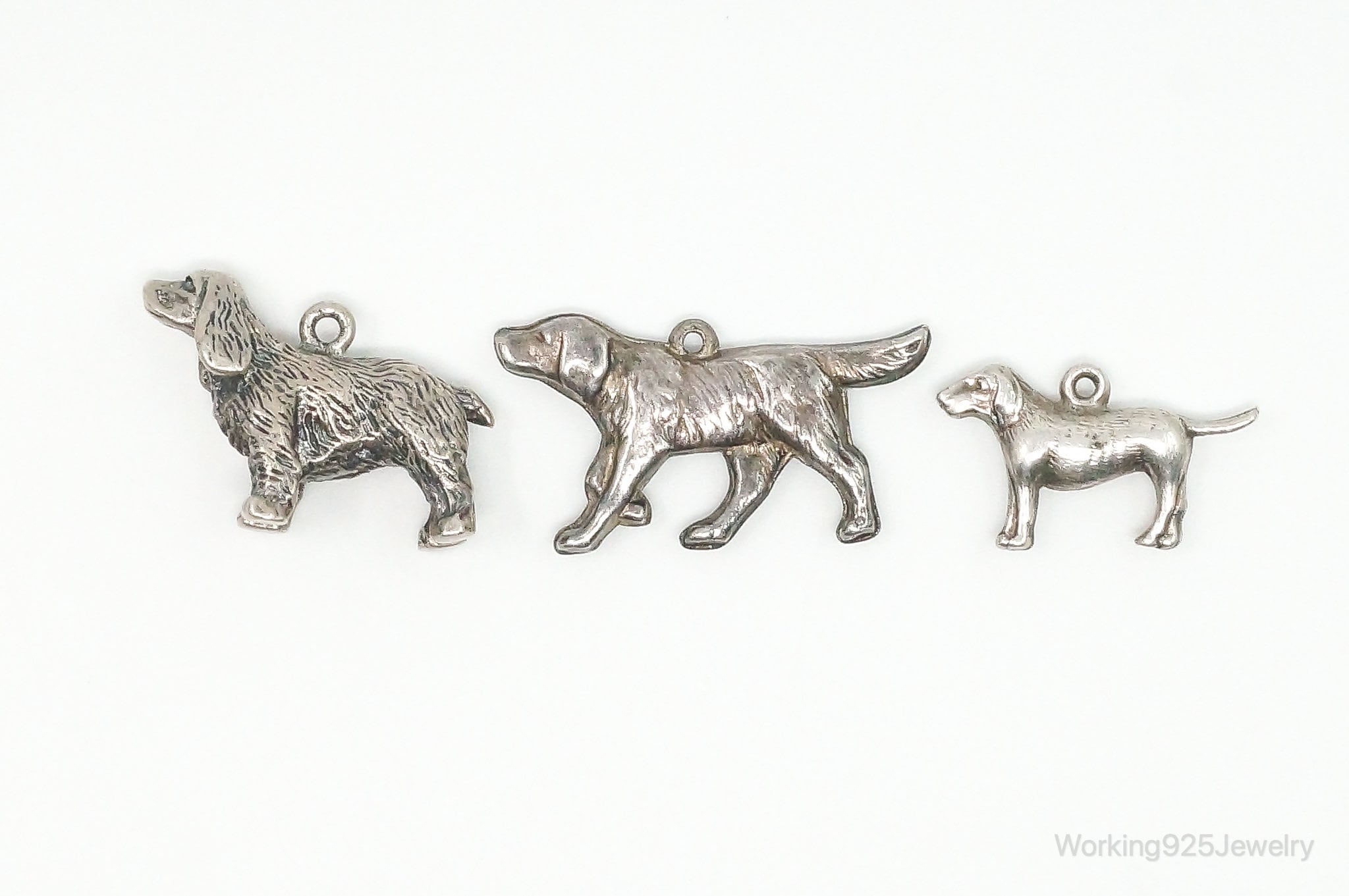 Vintage Antique Puppies Dogs Sterling Silver Charms Lot