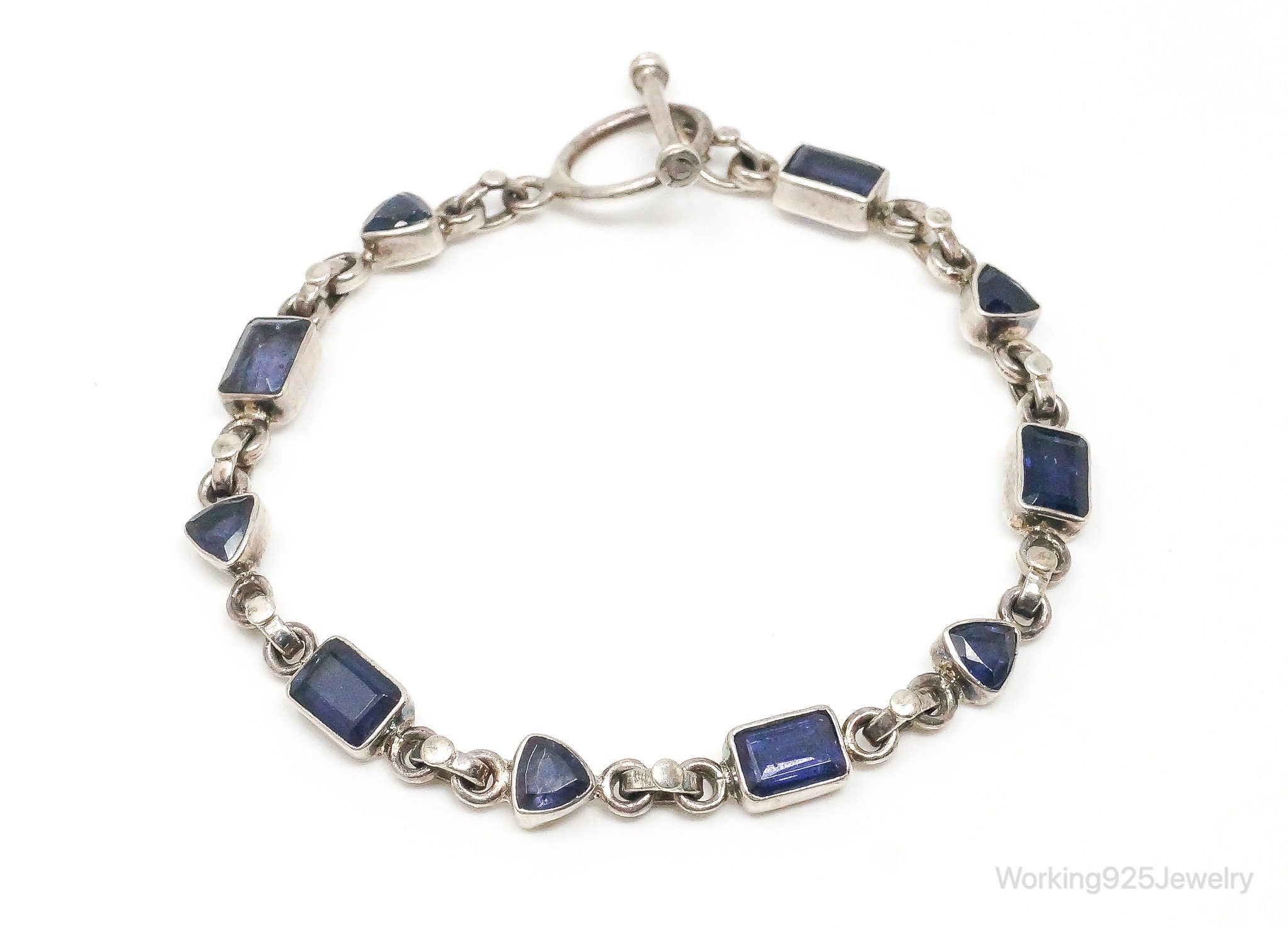 Vintage Iolite Sterling Silver Toggle Bracelet