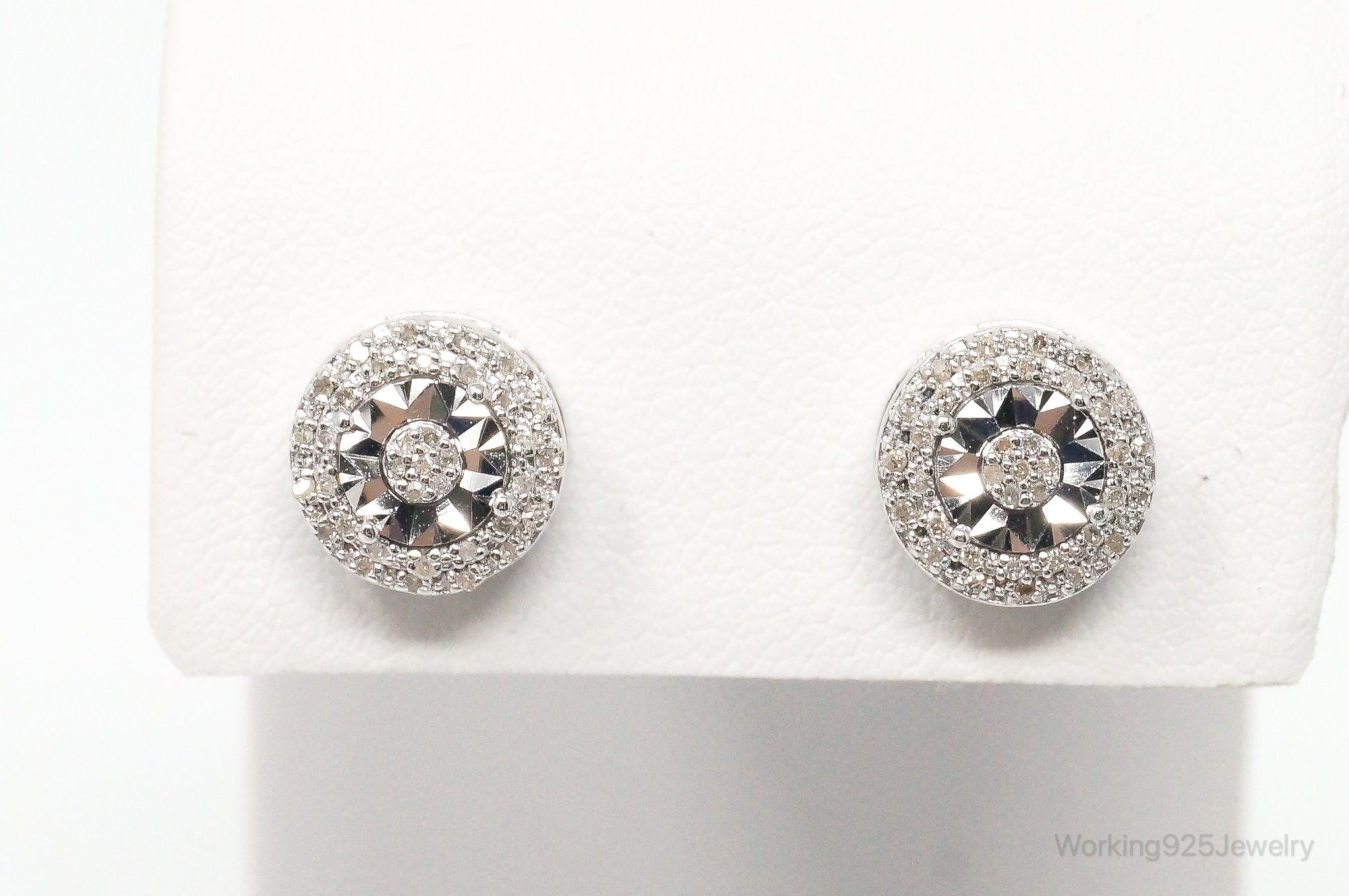 Vintage Diamond Sterling Silver Earrings