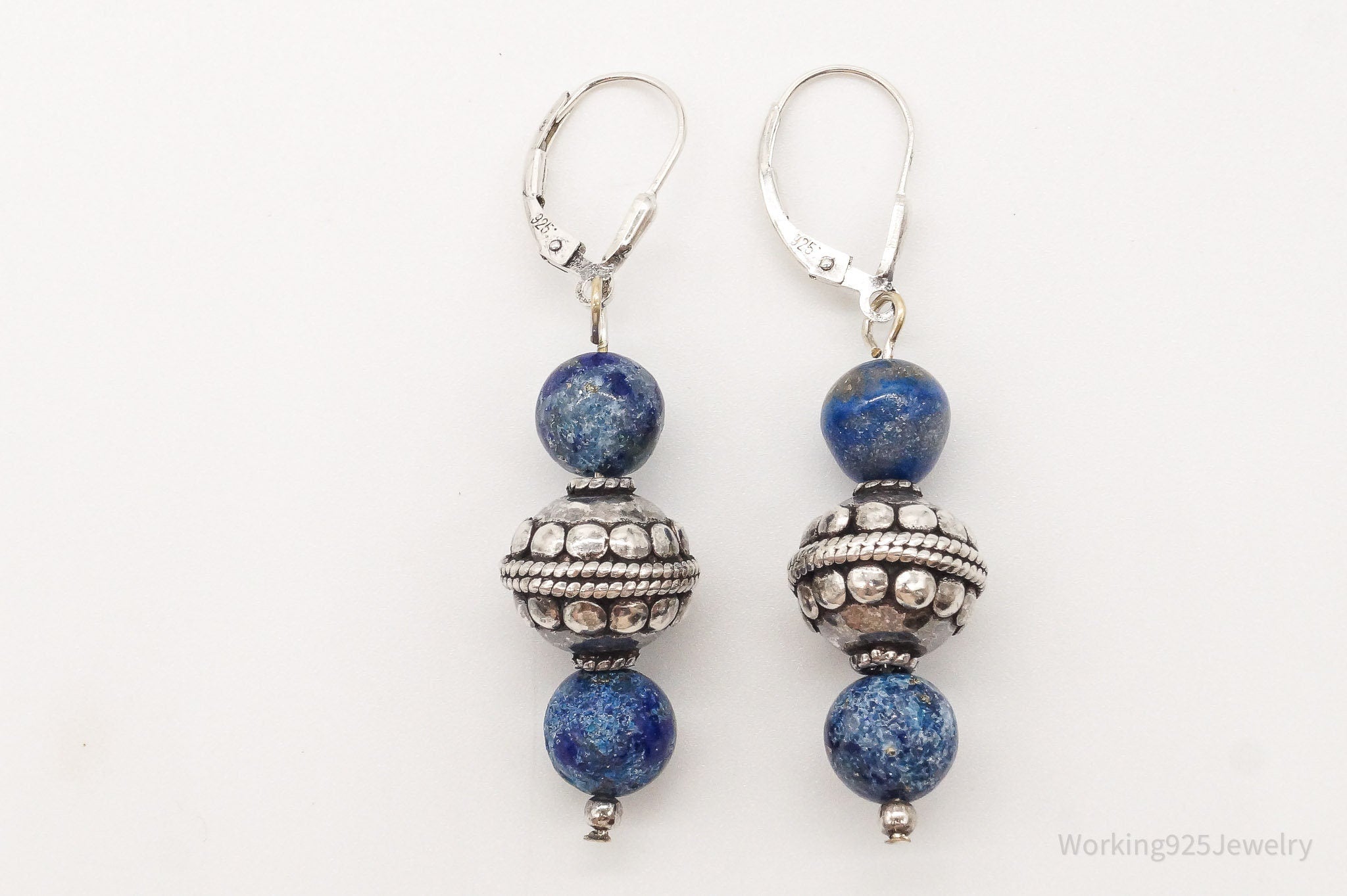 Vintage Lapis Lazuli Sterling Silver Earrings