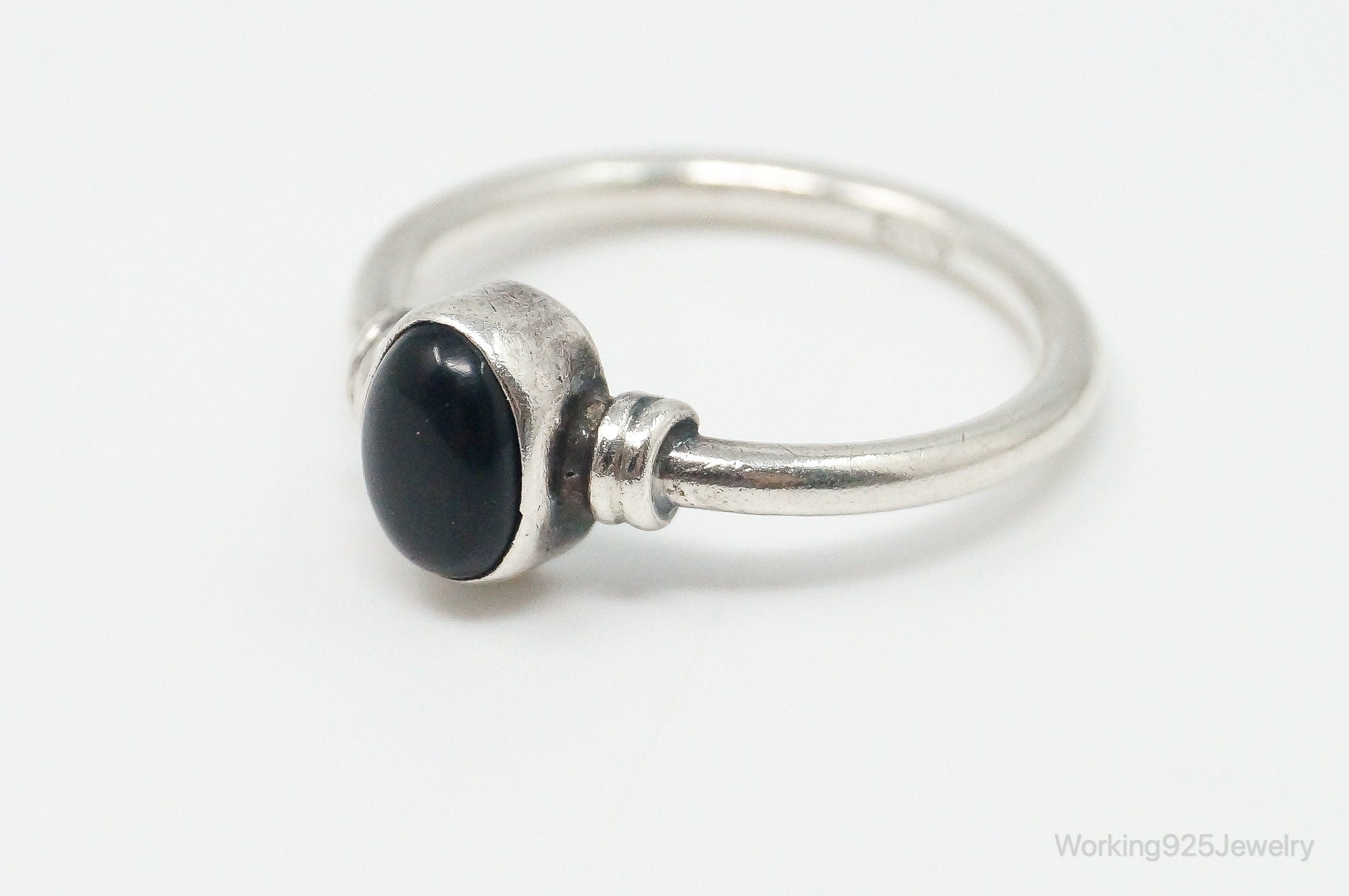 Vintage Black Onyx Sterling Silver Ring - Size 6