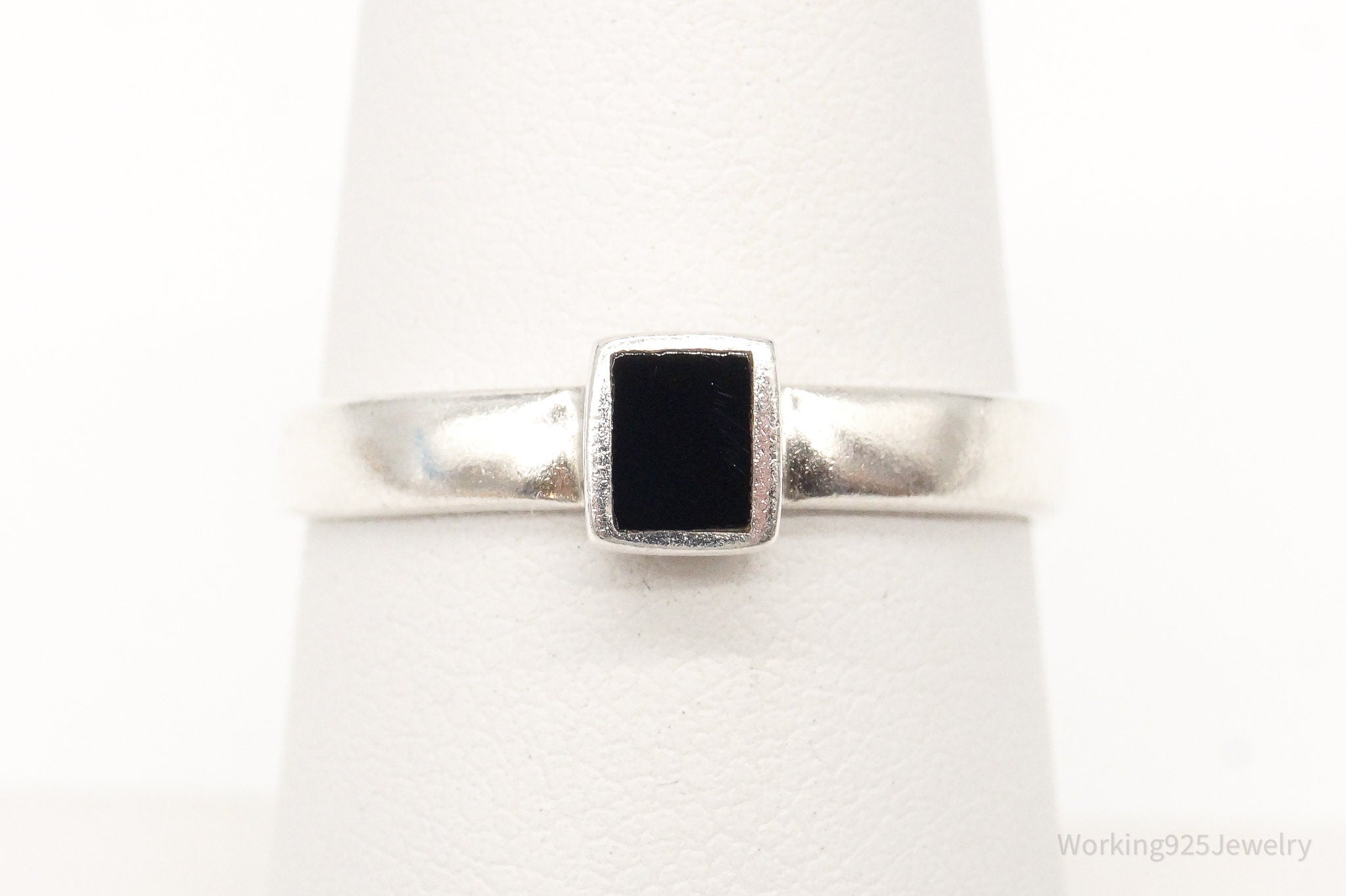 Vintage Black Onyx Sterling Silver Ring - Size 7