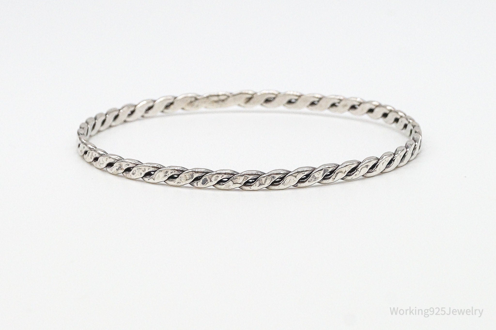 Antique Art Deco Cable Twist Sterling Silver Bracelet