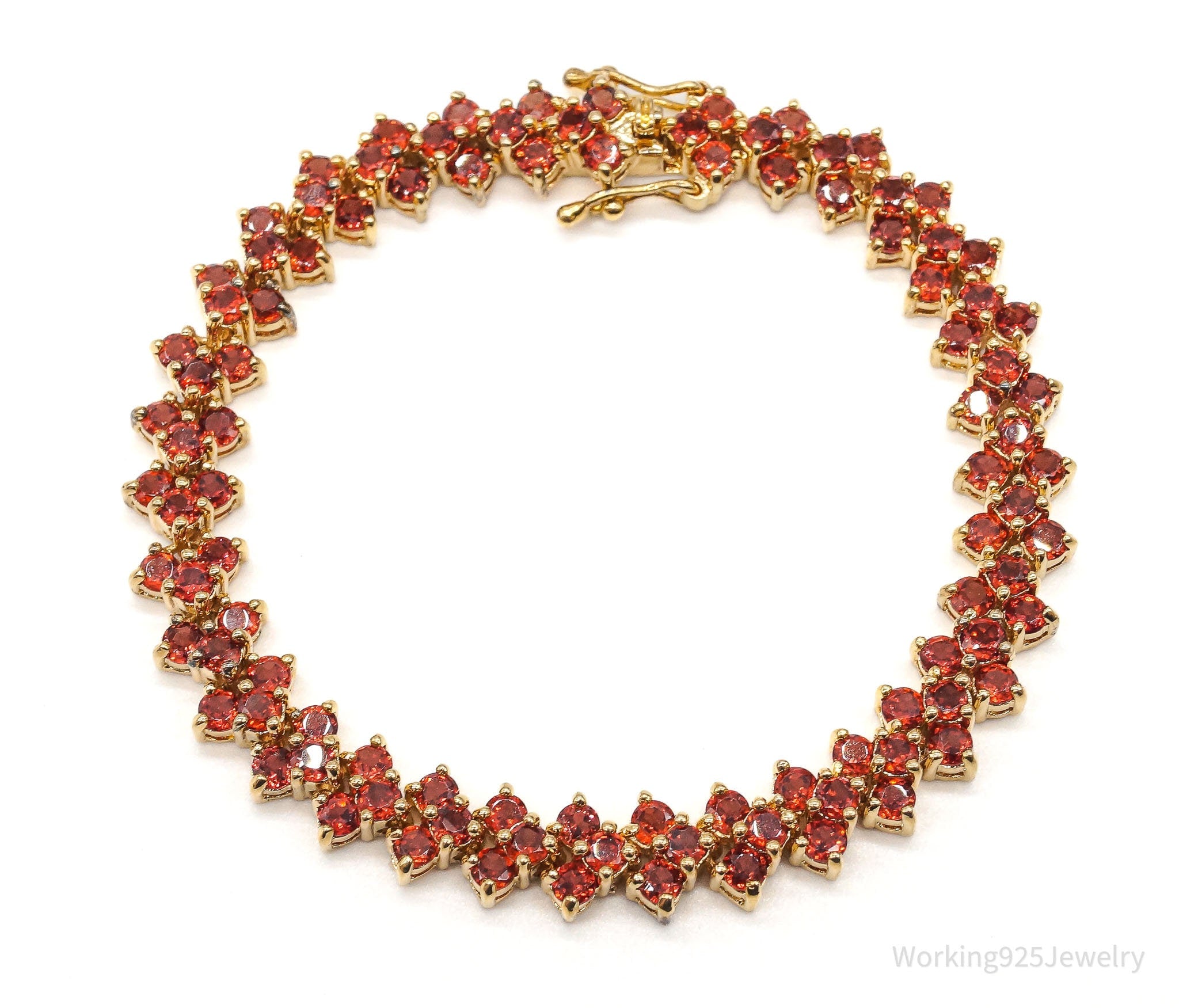 Orange Garnet Gold Vermeil Sterling Silver Bracelet