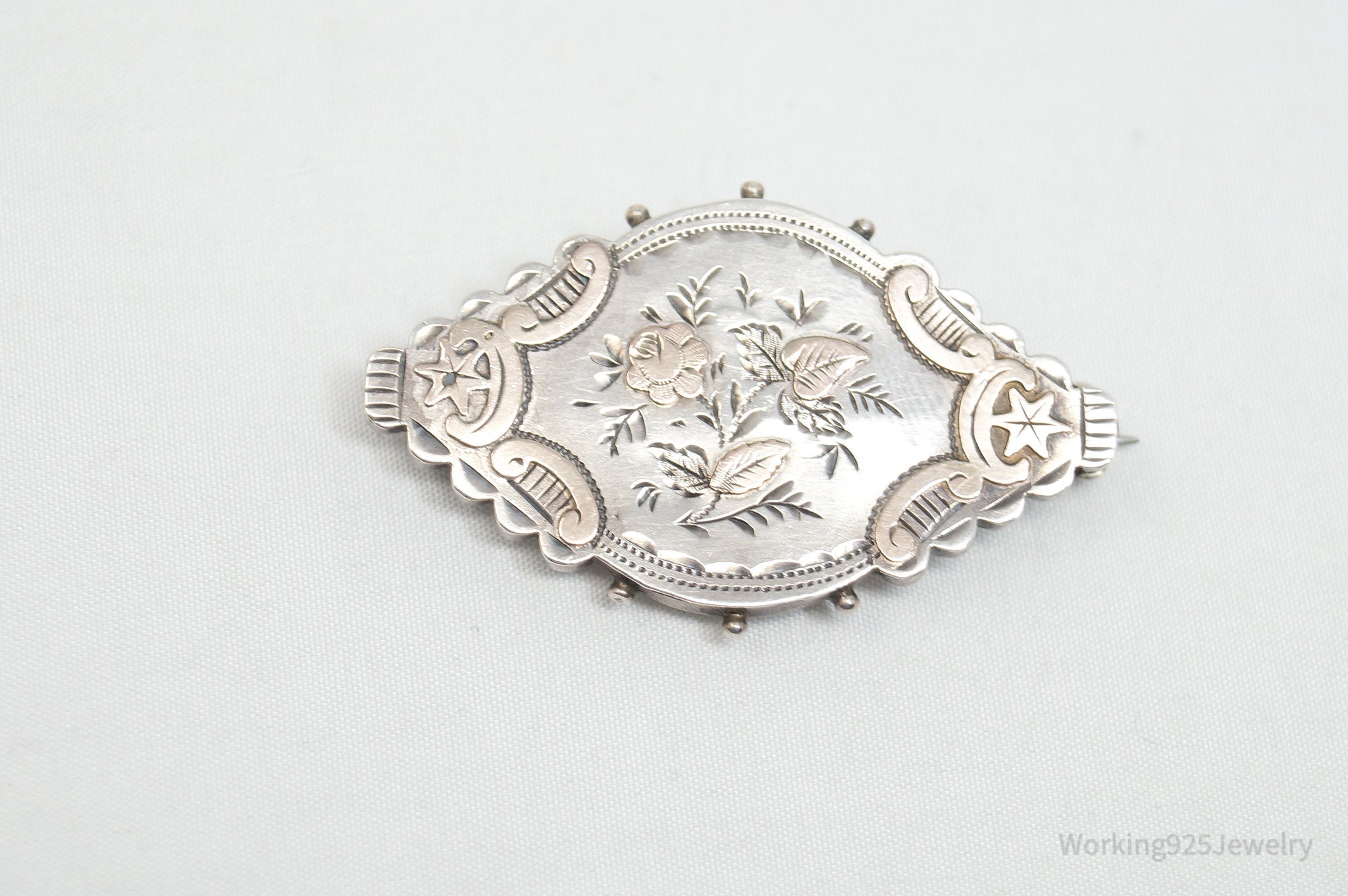 Antique English Designer George Alfred Retchford Sterling Silver Brooch Pin