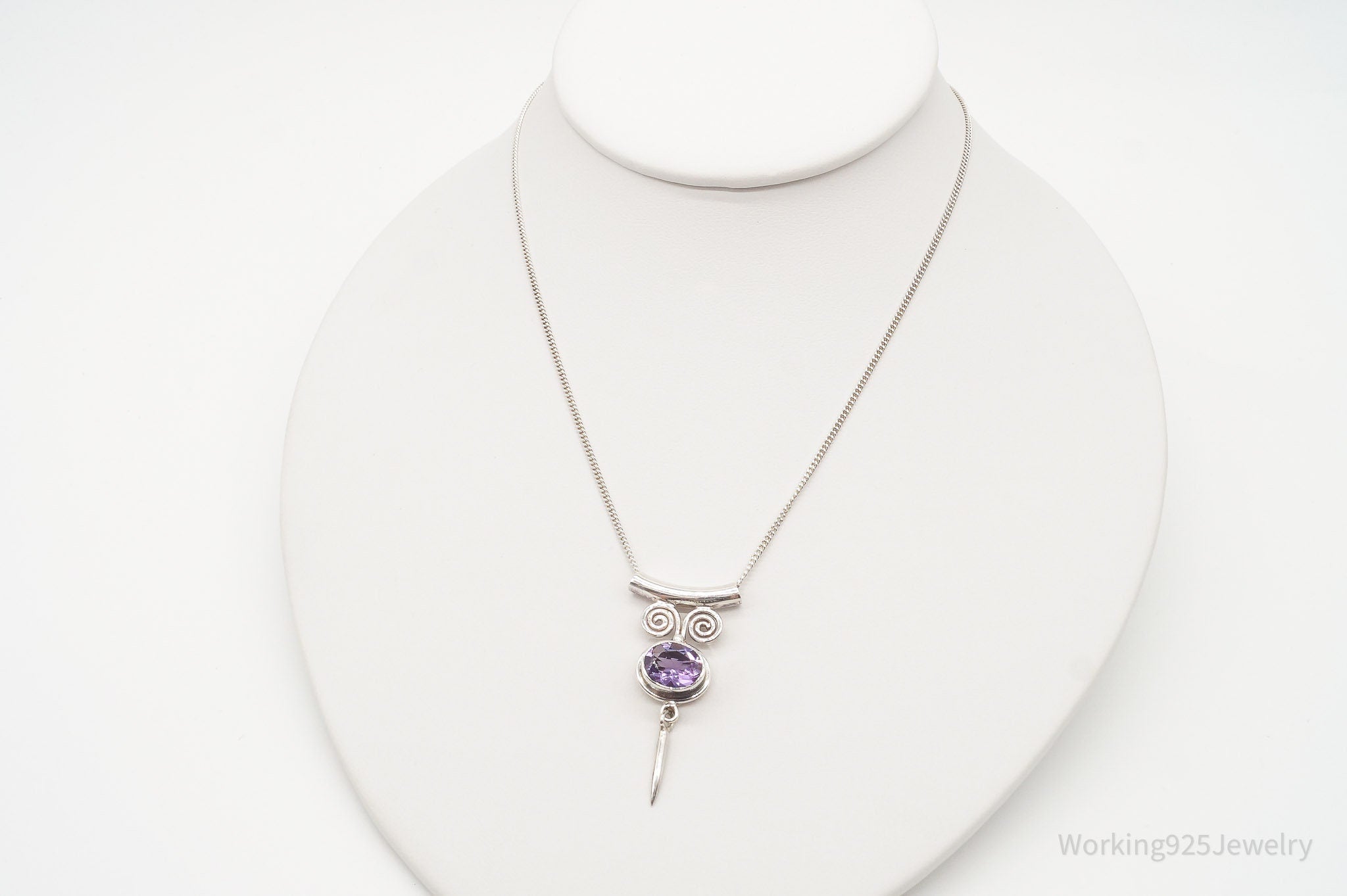 Vintage Designer Sajen Amethyst Sterling Silver Necklace