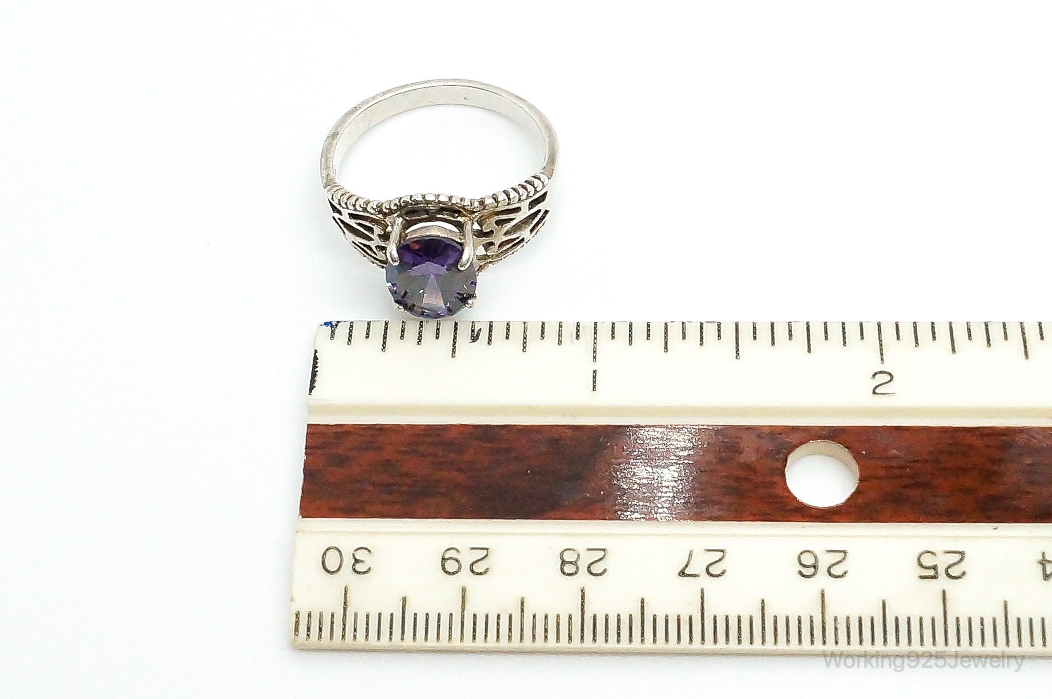 Vintage Amethyst Sterling Silver Ring - Size 10