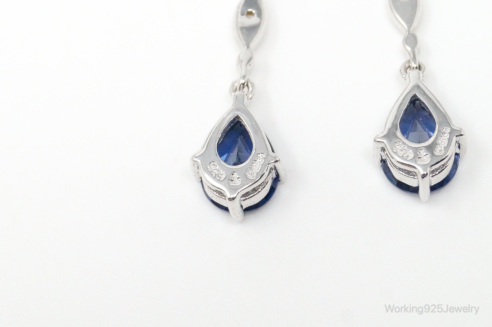 Iolite Cubic Zirconia Art Deco Sterling Silver Earrings