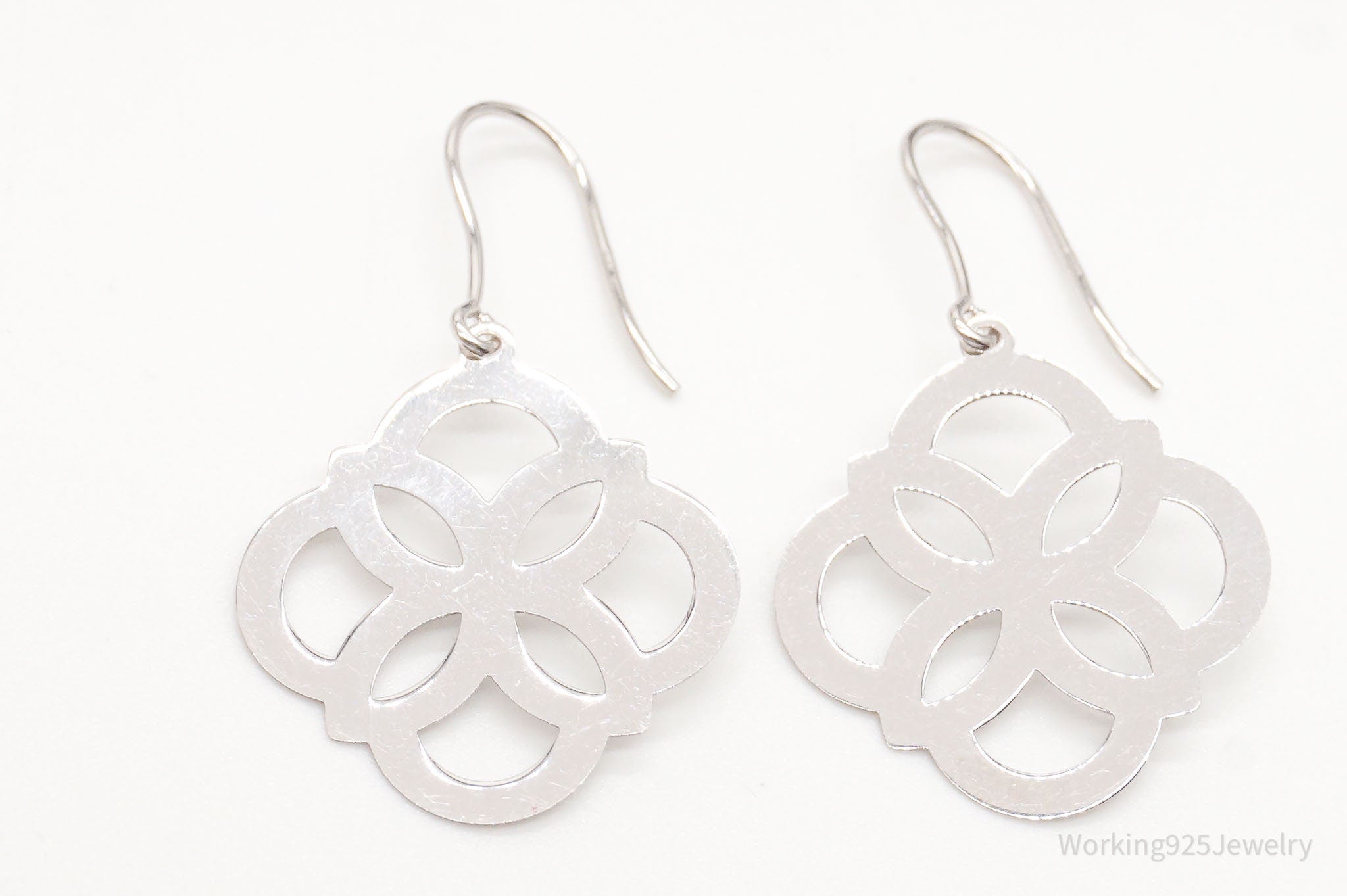 Vintage Italian Designer Milor Cut Out Flowers Sterling Silver Earrings