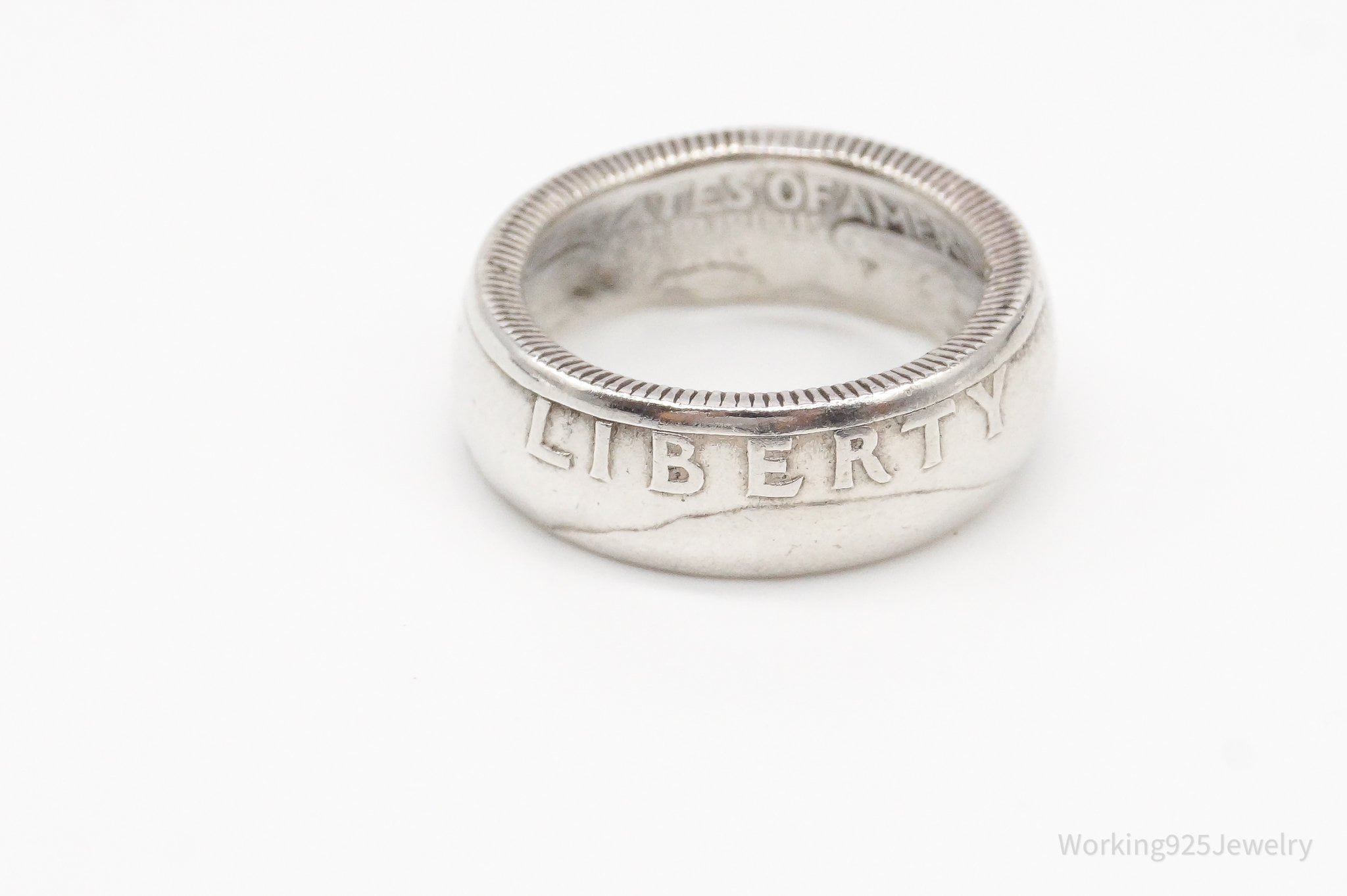 Vintage 1961 Liberty Quarter Dollar Silver Ring - Size 4.75