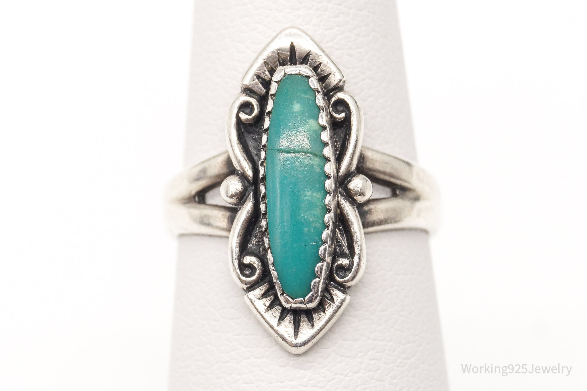 Vintage Bell Trading Post Turquoise Sterling Silver Ring - Size 5.5