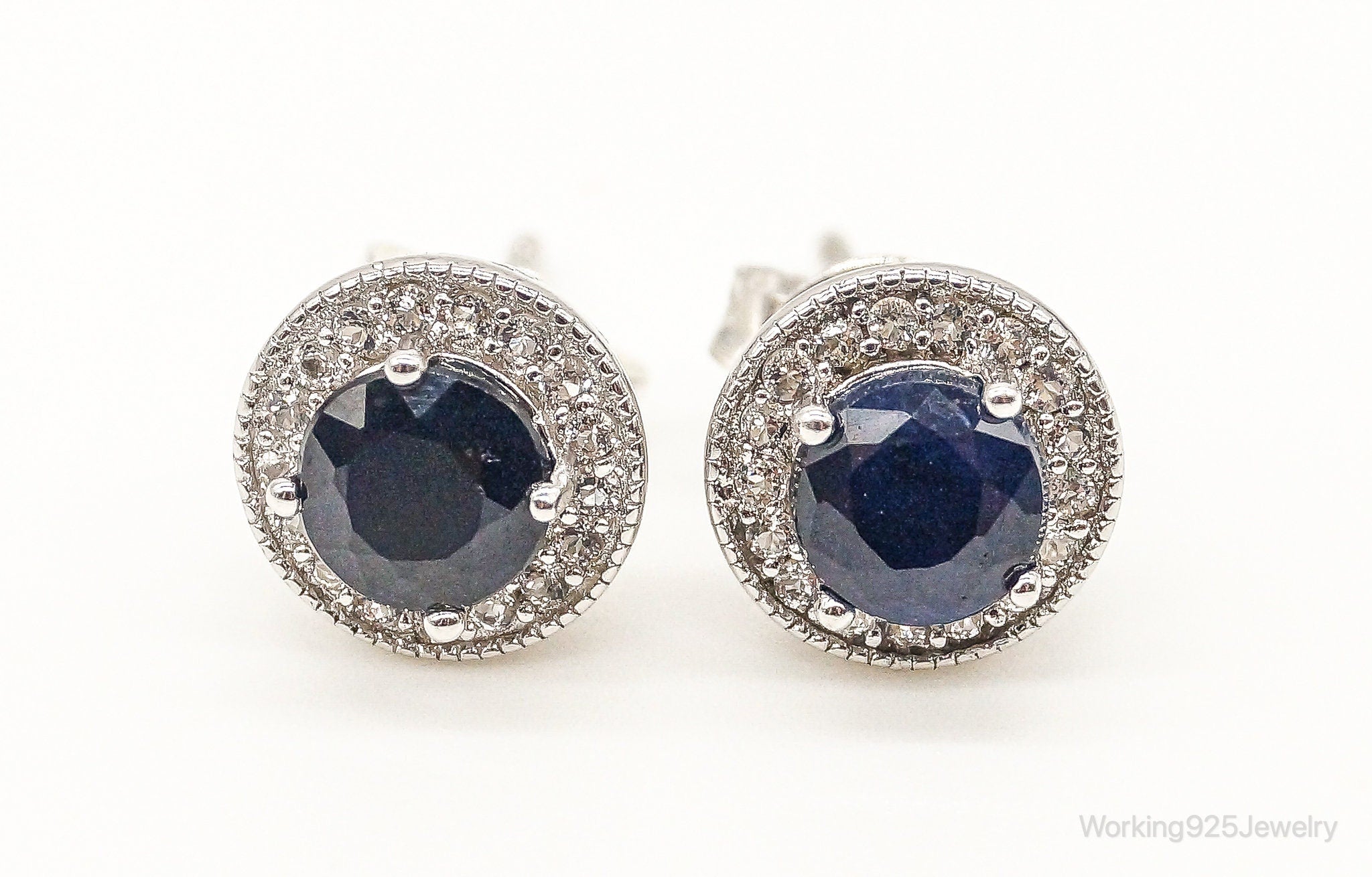 Designer SJM Sapphire Cubic Zirconia Sterling Silver Earrings