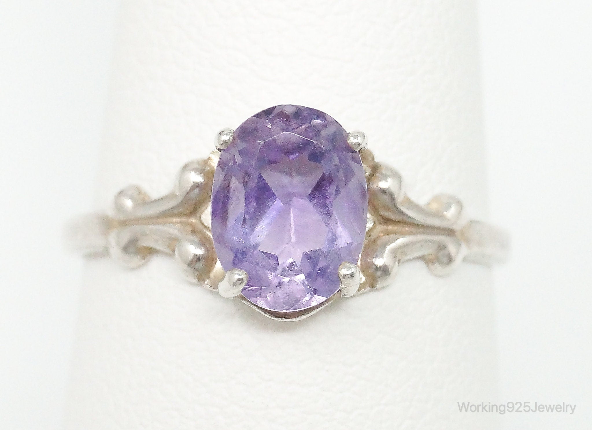 Vintage Designer Kabana Amethyst Sterling Silver Ring - Size 7