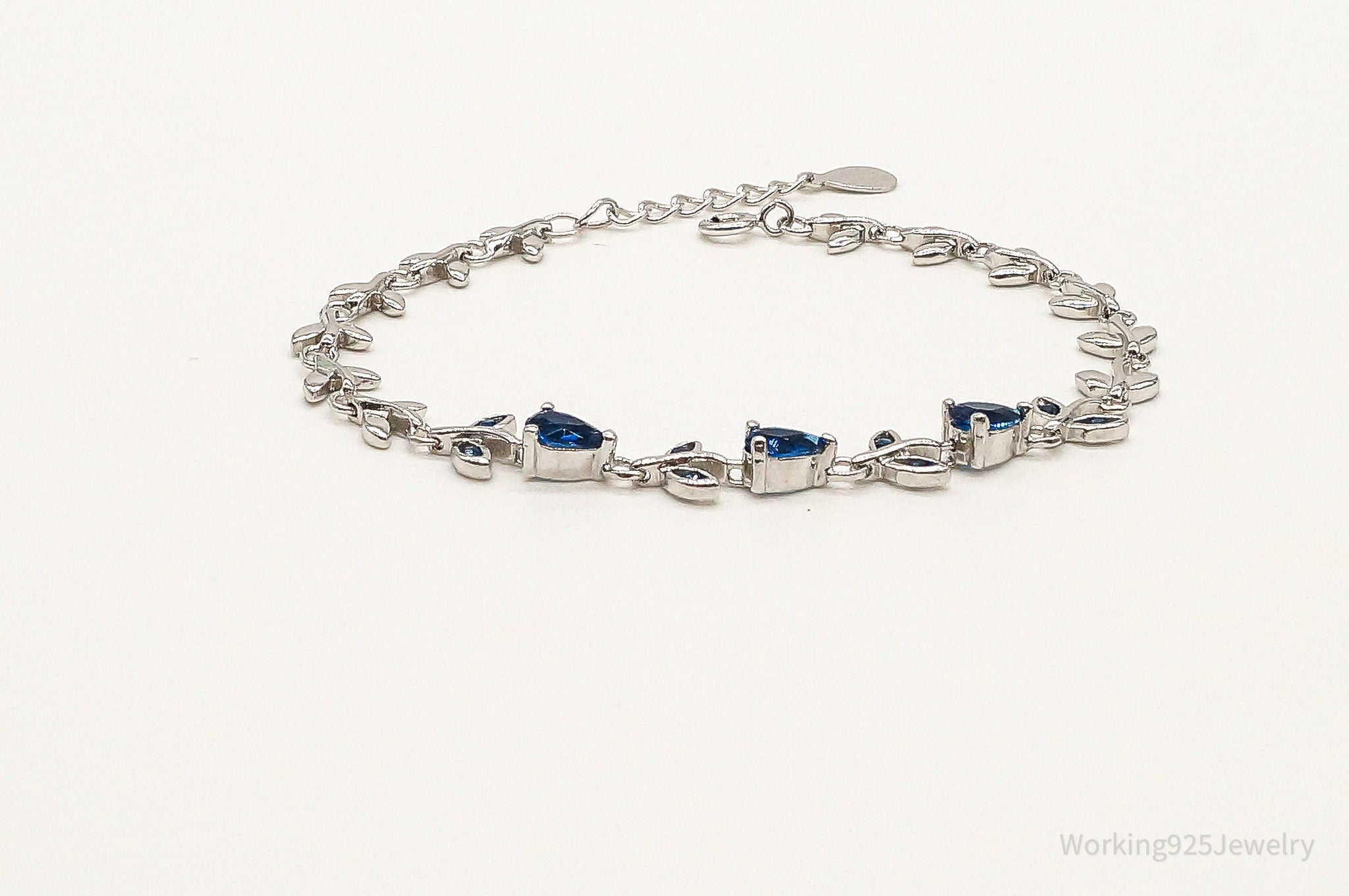 Vintage Designer Lab Sapphire Sterling Silver Bracelet