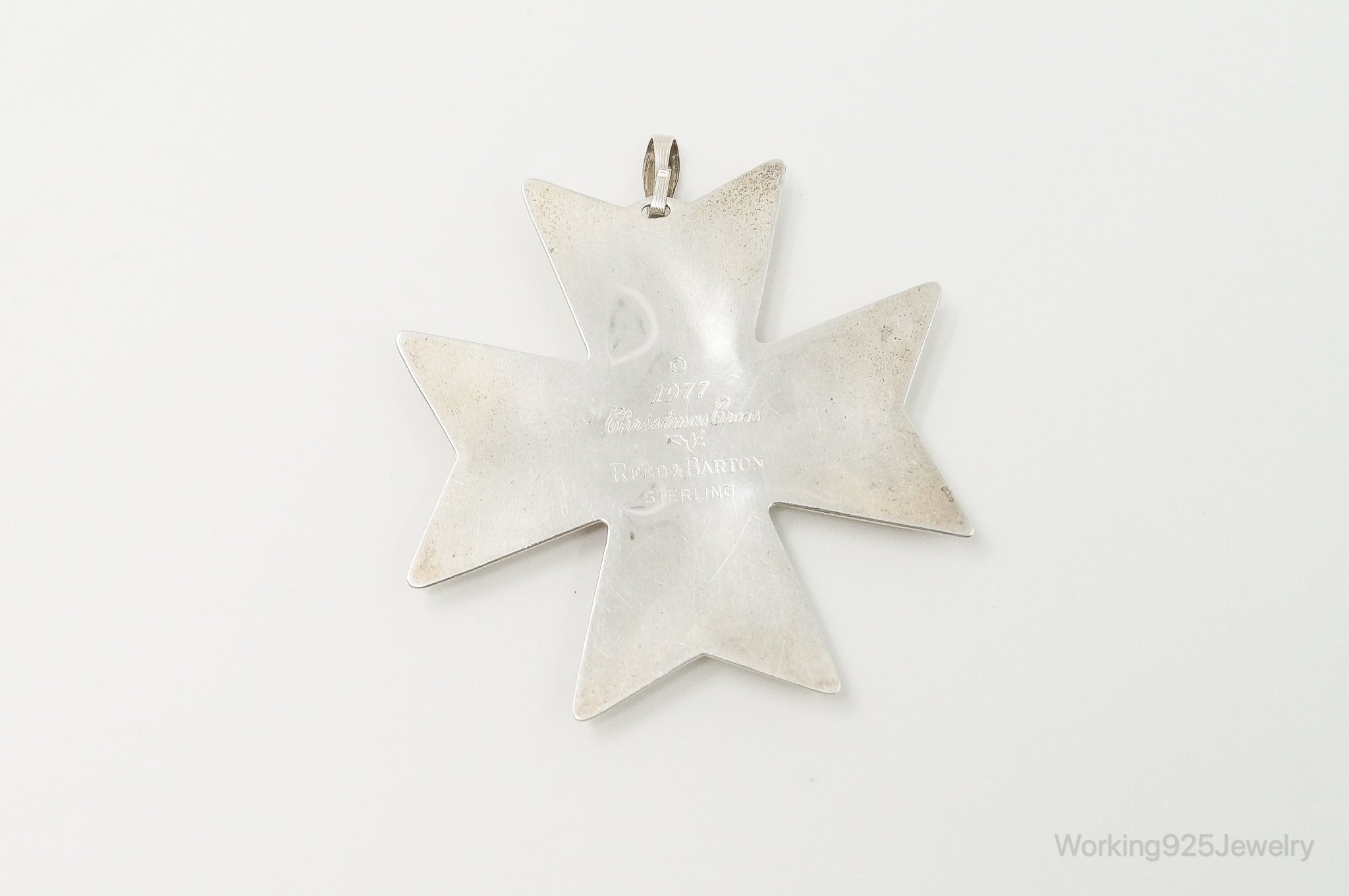 Vintage 1977 Reed & Barton Christmas Cross Sterling Silver Tree Ornament