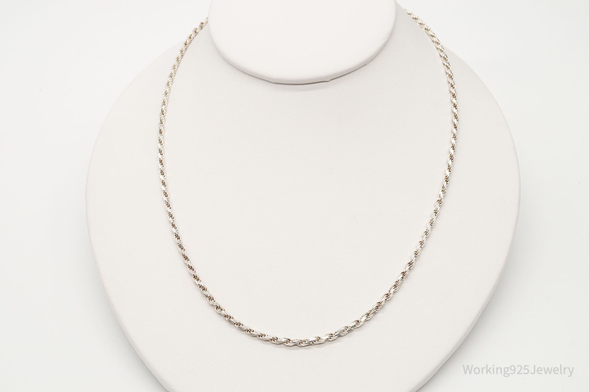 Long Vintage Sterling Silver Rope Chain Necklace 24"