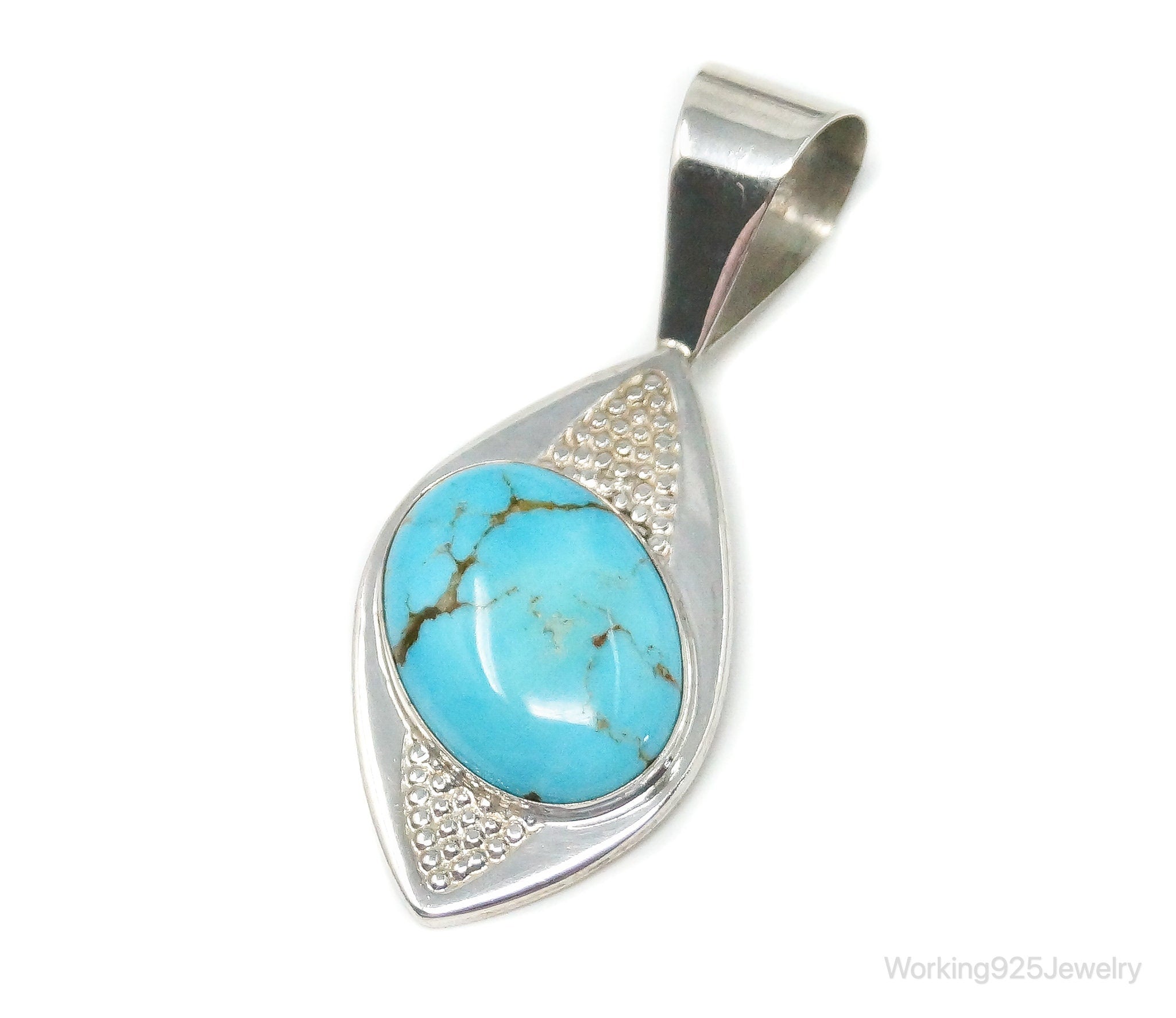 Vintage Desert Rose Trading Co Large Turquoise Sterling Silver Pendant