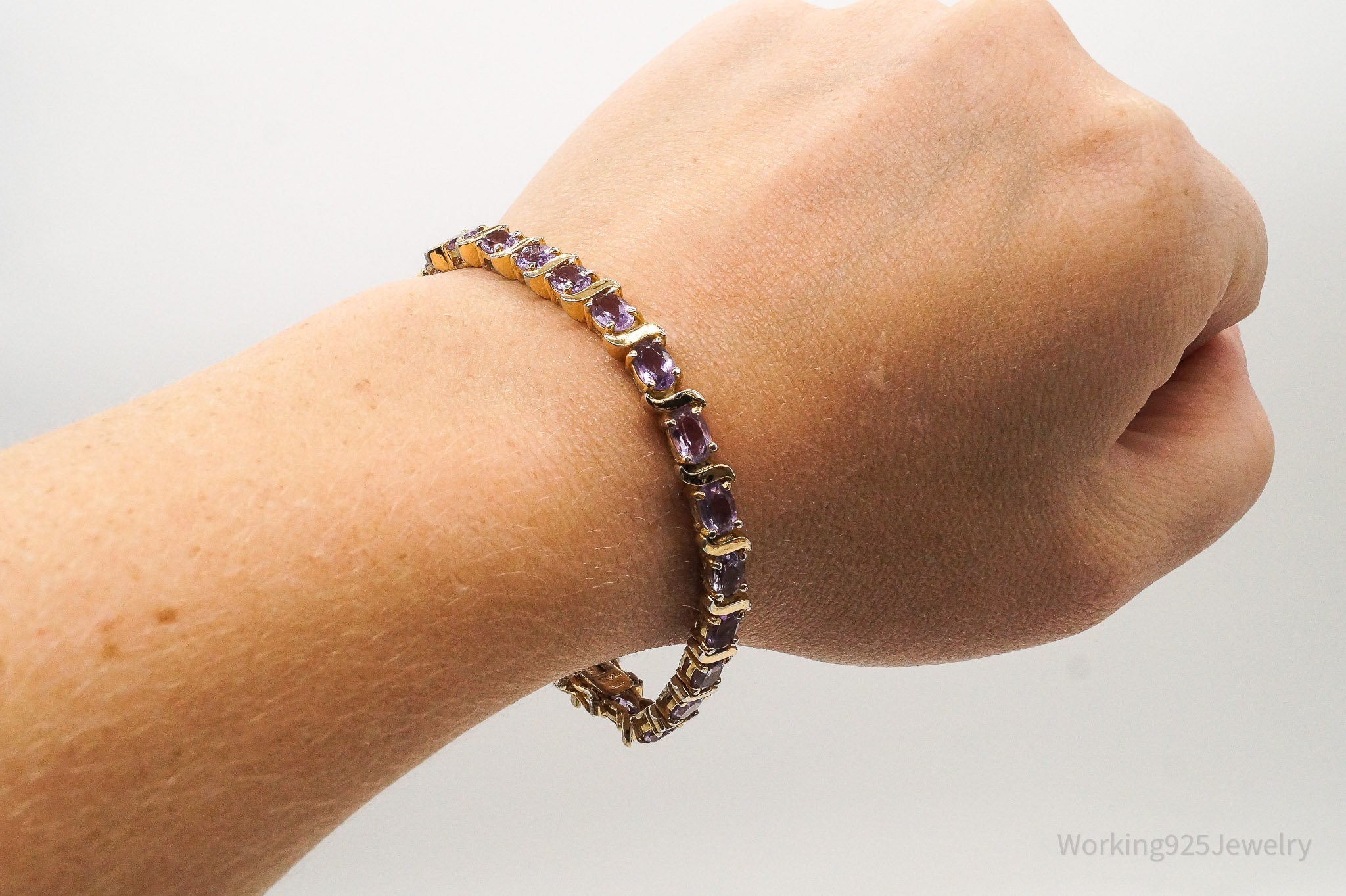 Vintage Amethyst Gold Vermeil Sterling Silver Bracelet