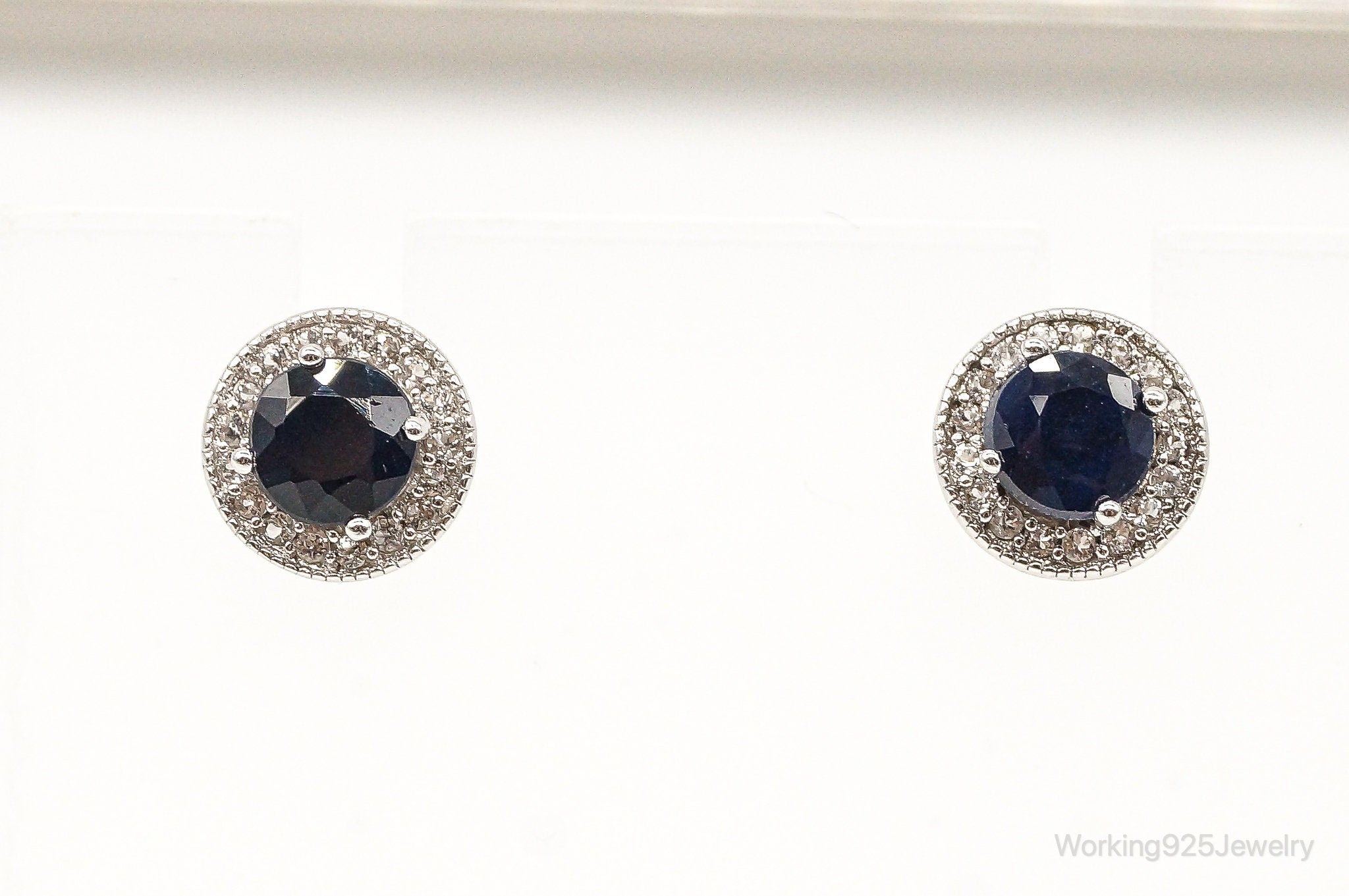 Designer SJM Sapphire Cubic Zirconia Sterling Silver Earrings