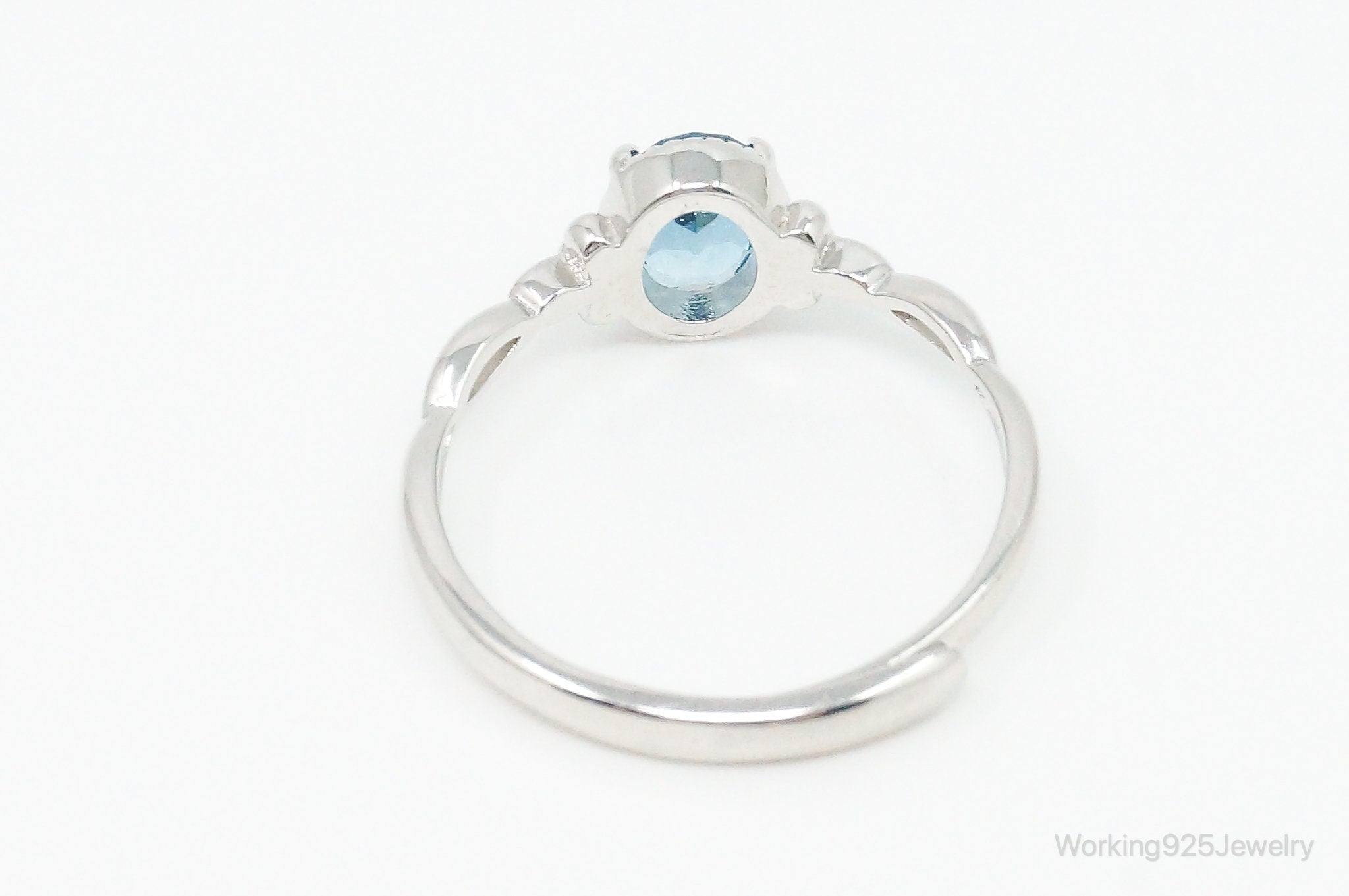 Blue Topaz Sterling Silver Ring - Size 7 Adjustable