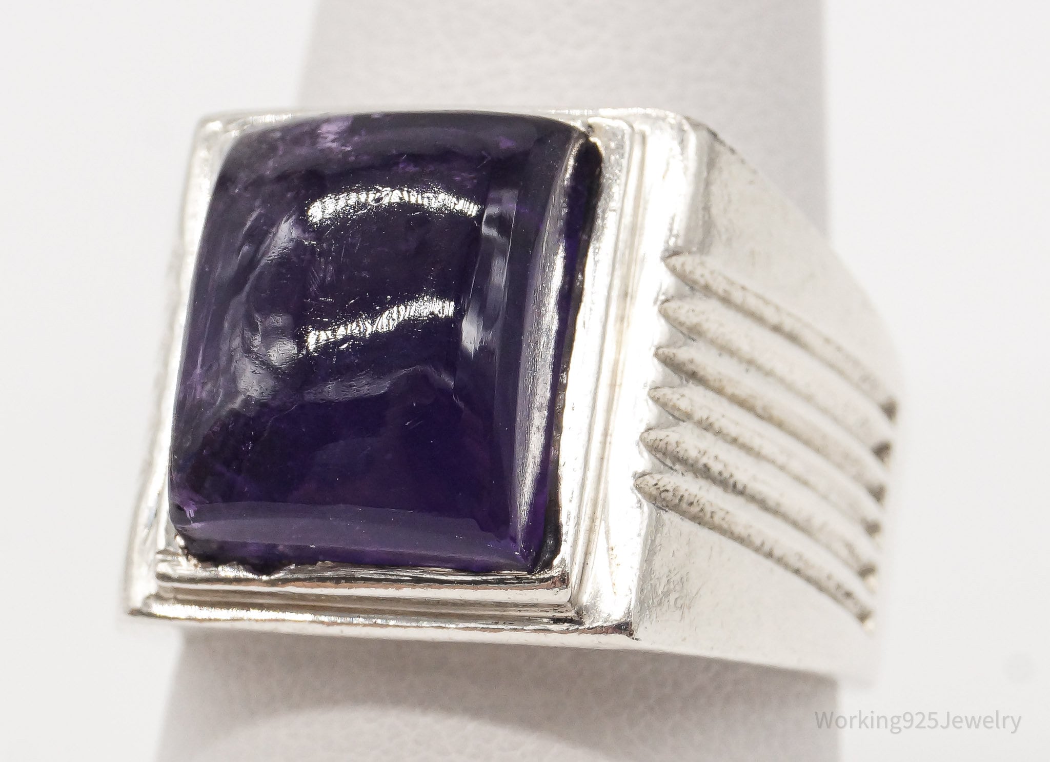 Vintage Amethyst Sterling Silver Ring - Size 7.75