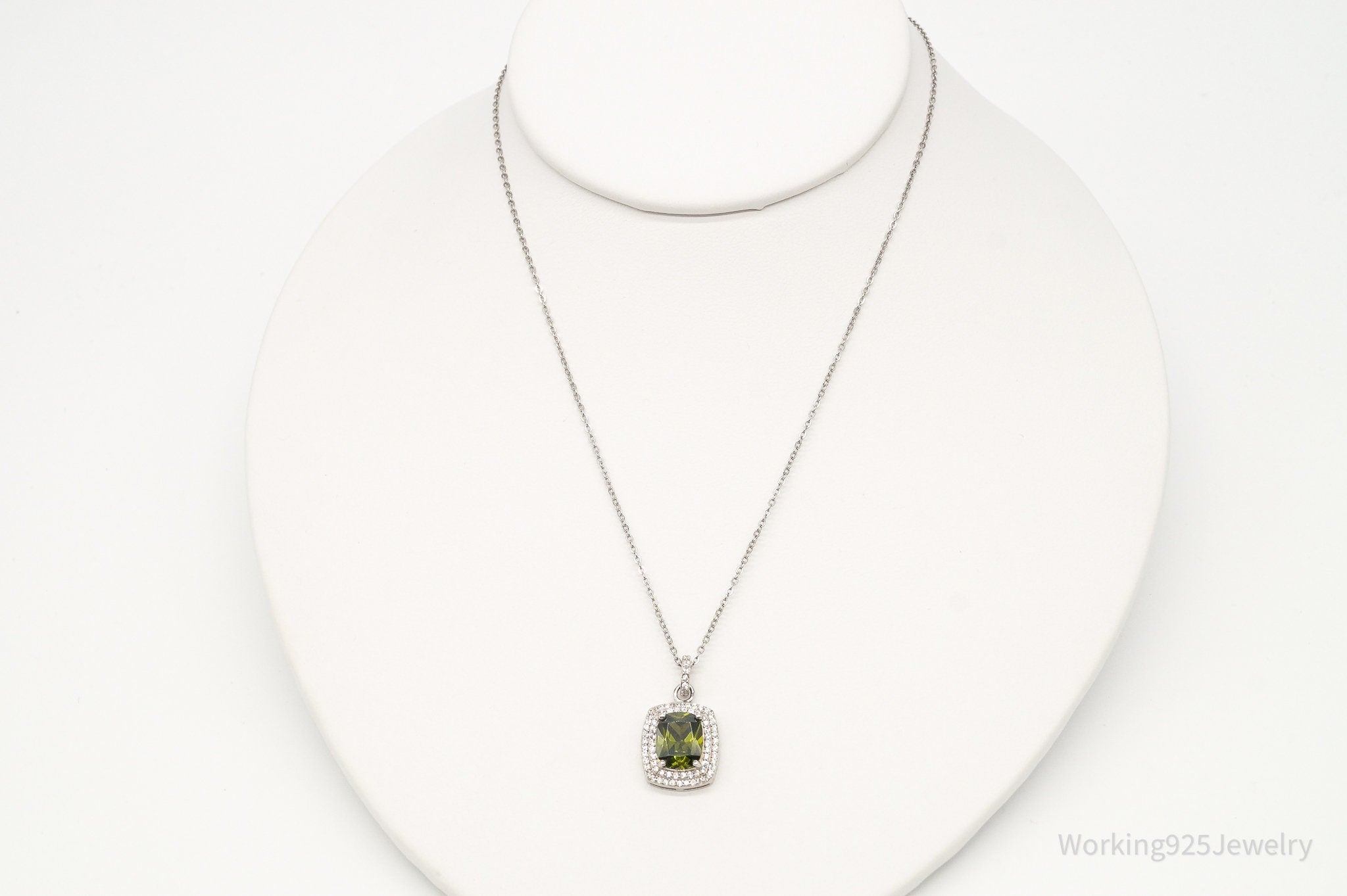 Designer Ryze Peridot Cubic Zirconia Sterling Silver Necklace