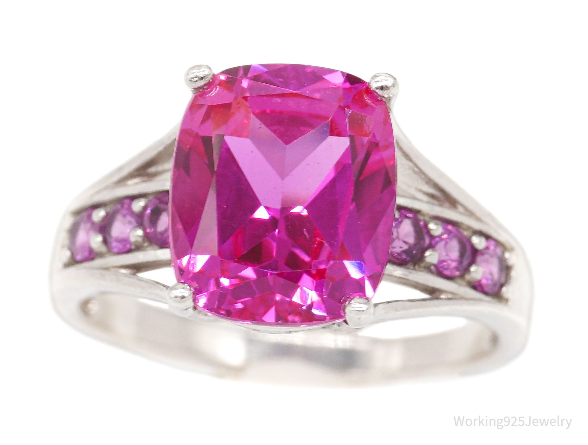 Vintage Designer LB Pink Sapphire Pink Tourmaline Sterling Silver Ring SZ 10.75