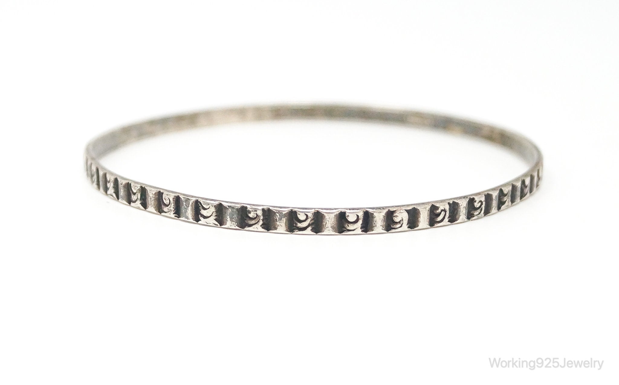 Antique Art Deco Sterling Silver Bangle Bracelet