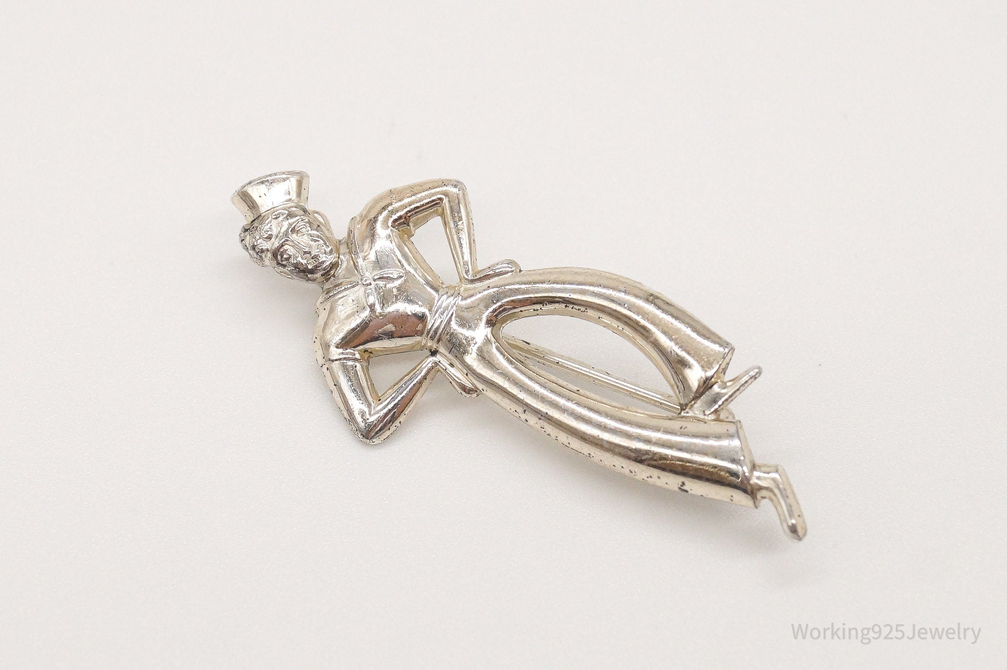 Vintage 1940s Forstner Dancing Sailor Sterling Silver Brooch Pin