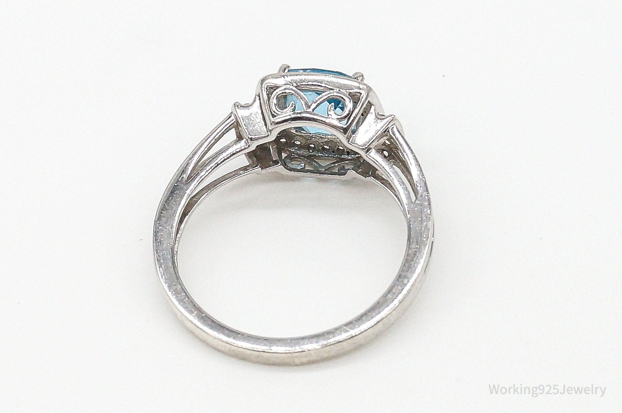 Blue Topaz Cubic Zirconia Sterling Silver Ring - Size 7